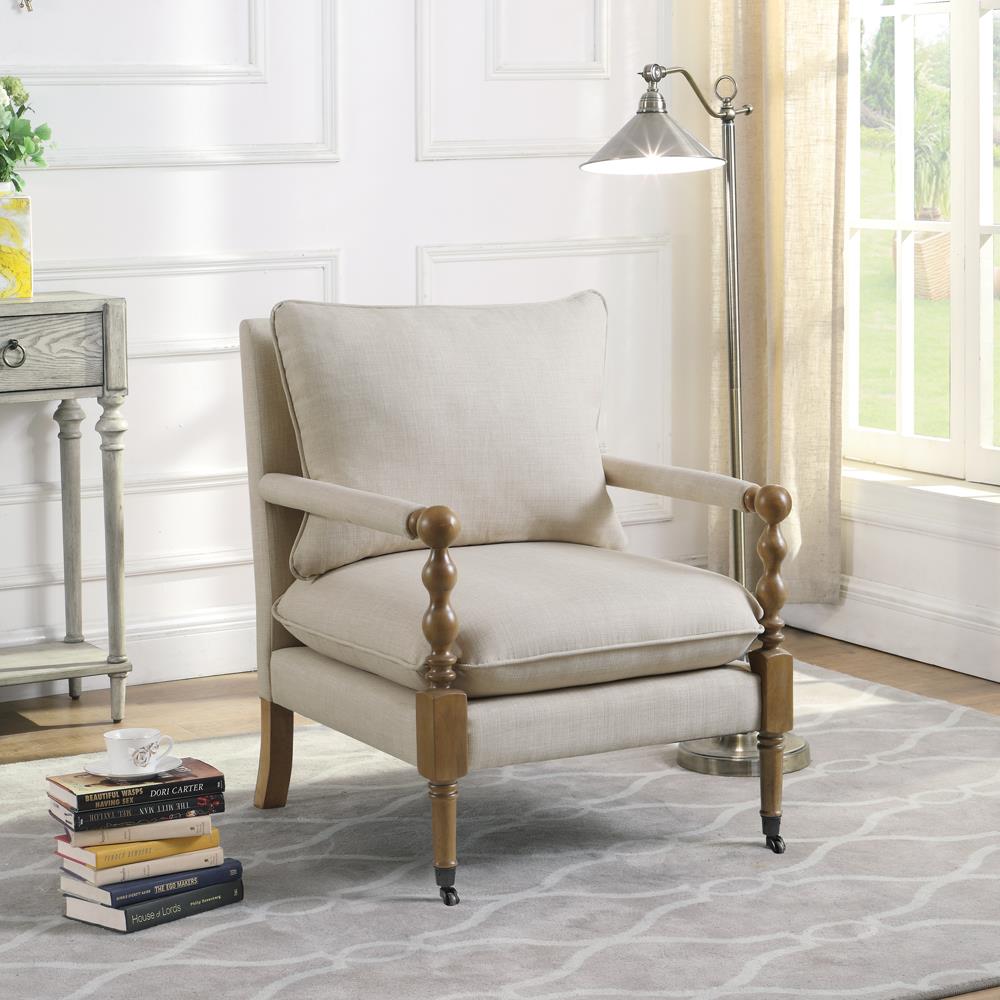 Monaghan Linen Fabric Accent Chair with Casters