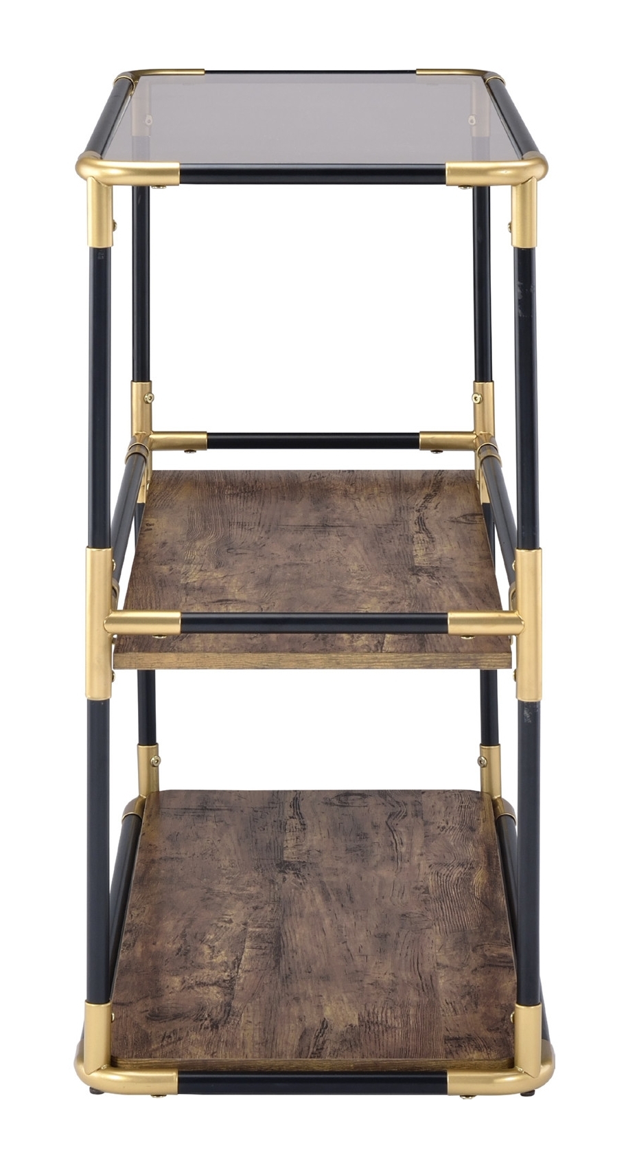 Heleris Glass/Wood/Metal Accent Table