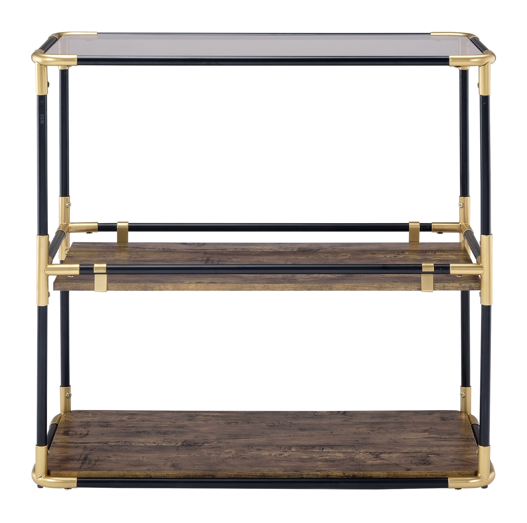 Heleris Glass/Wood/Metal Accent Table
