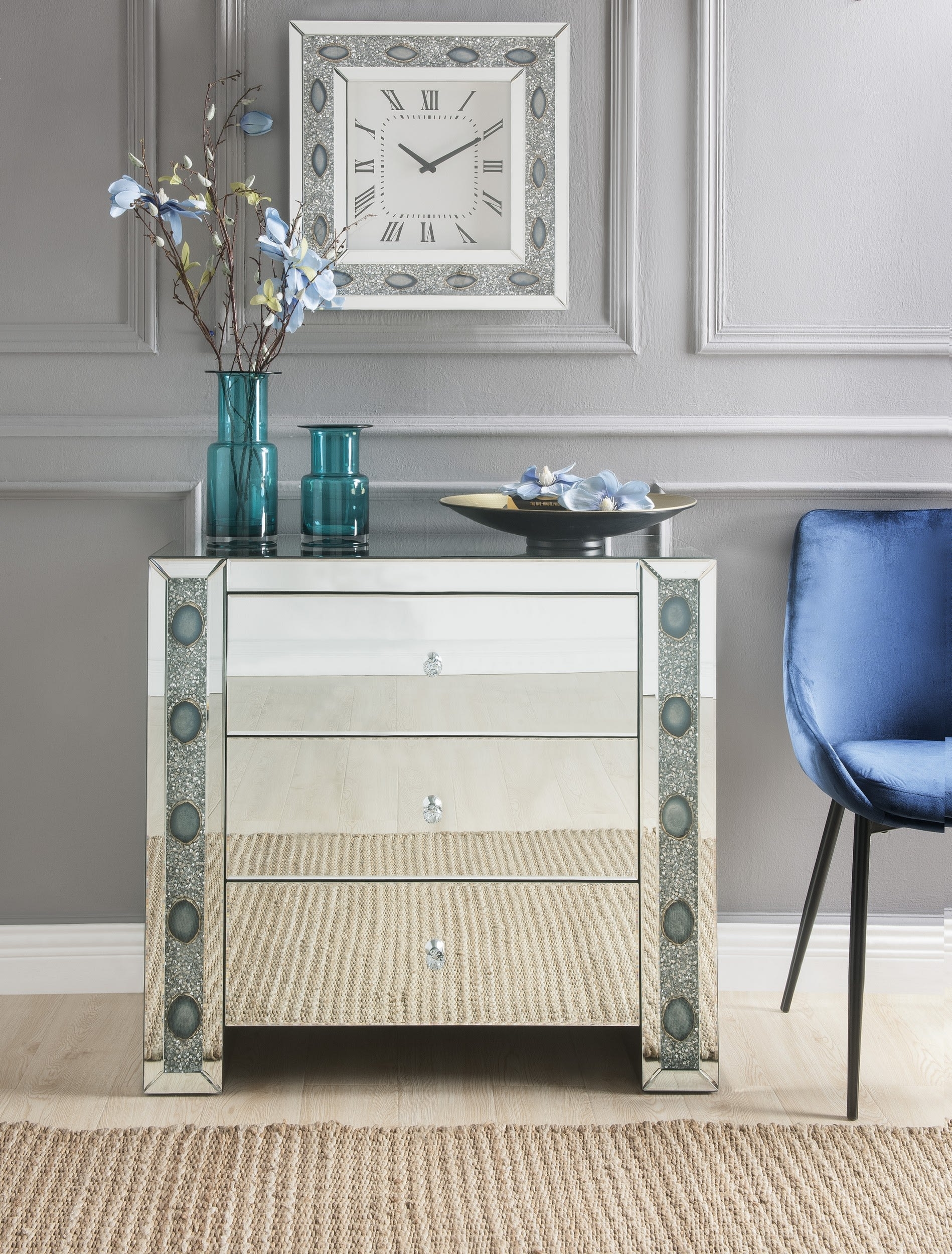 Sonia 90322 Mirrored/Faux Agate Cabinet/Console Table