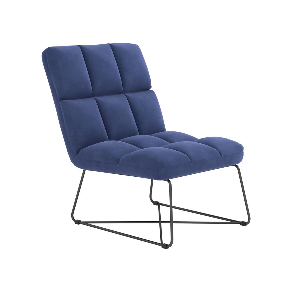 Lux Armless Velvet Accent Chair with Metal Base