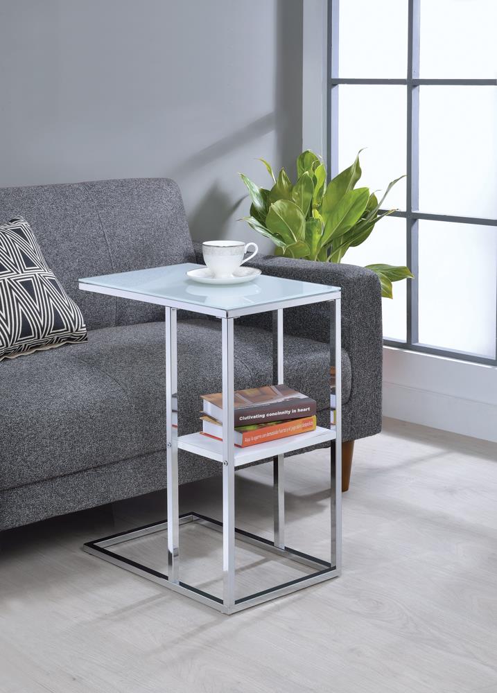 Daisy 1-shelf Glass Accent Table with Chrome Base