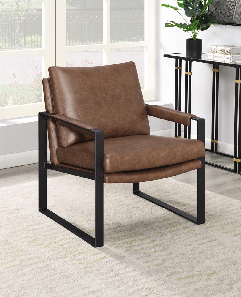 Rosalind Leatherette Accent Chair with Metal Base