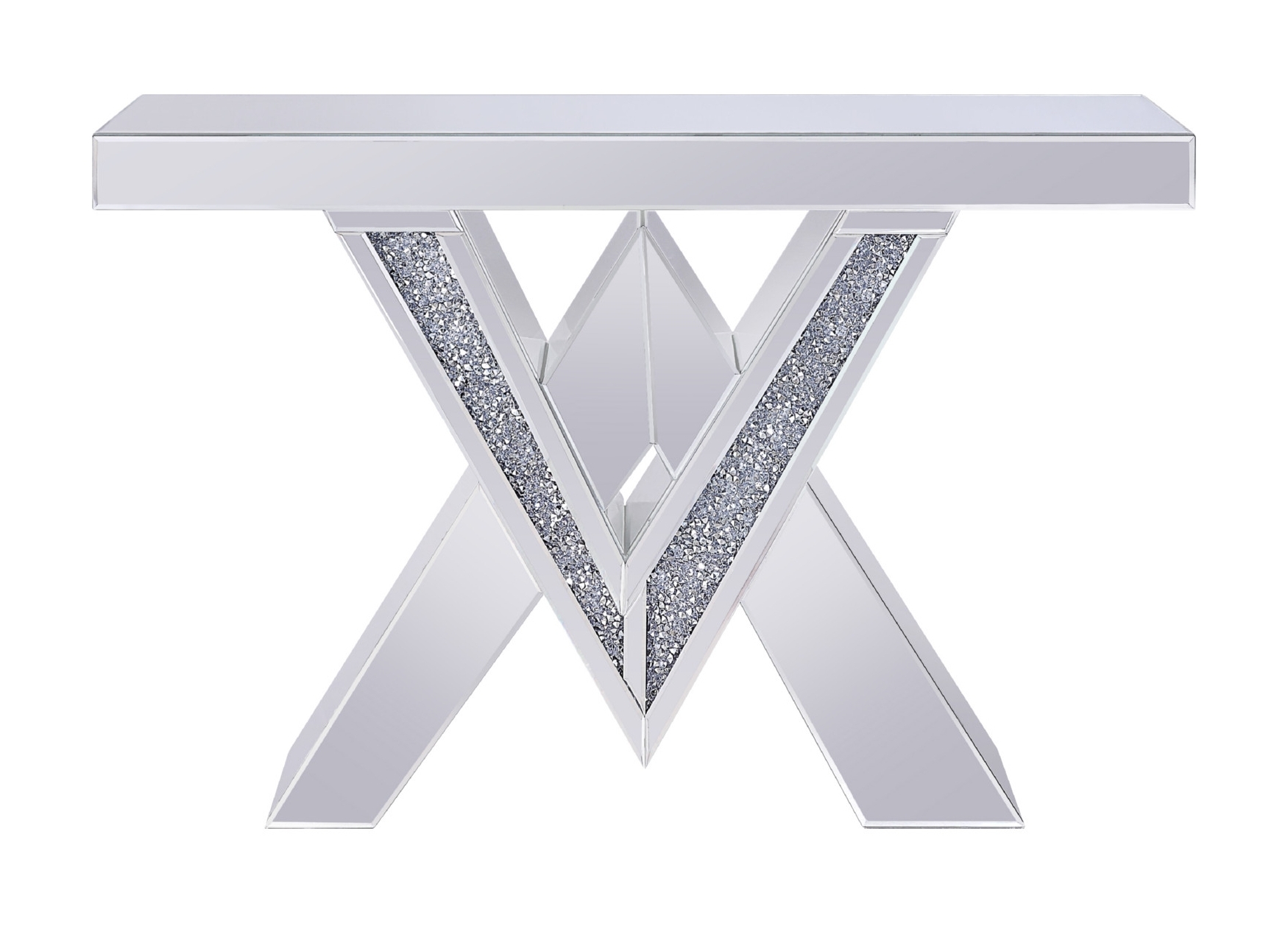 Noralie 90444 Mirrored/Faux Diamonds Console Table