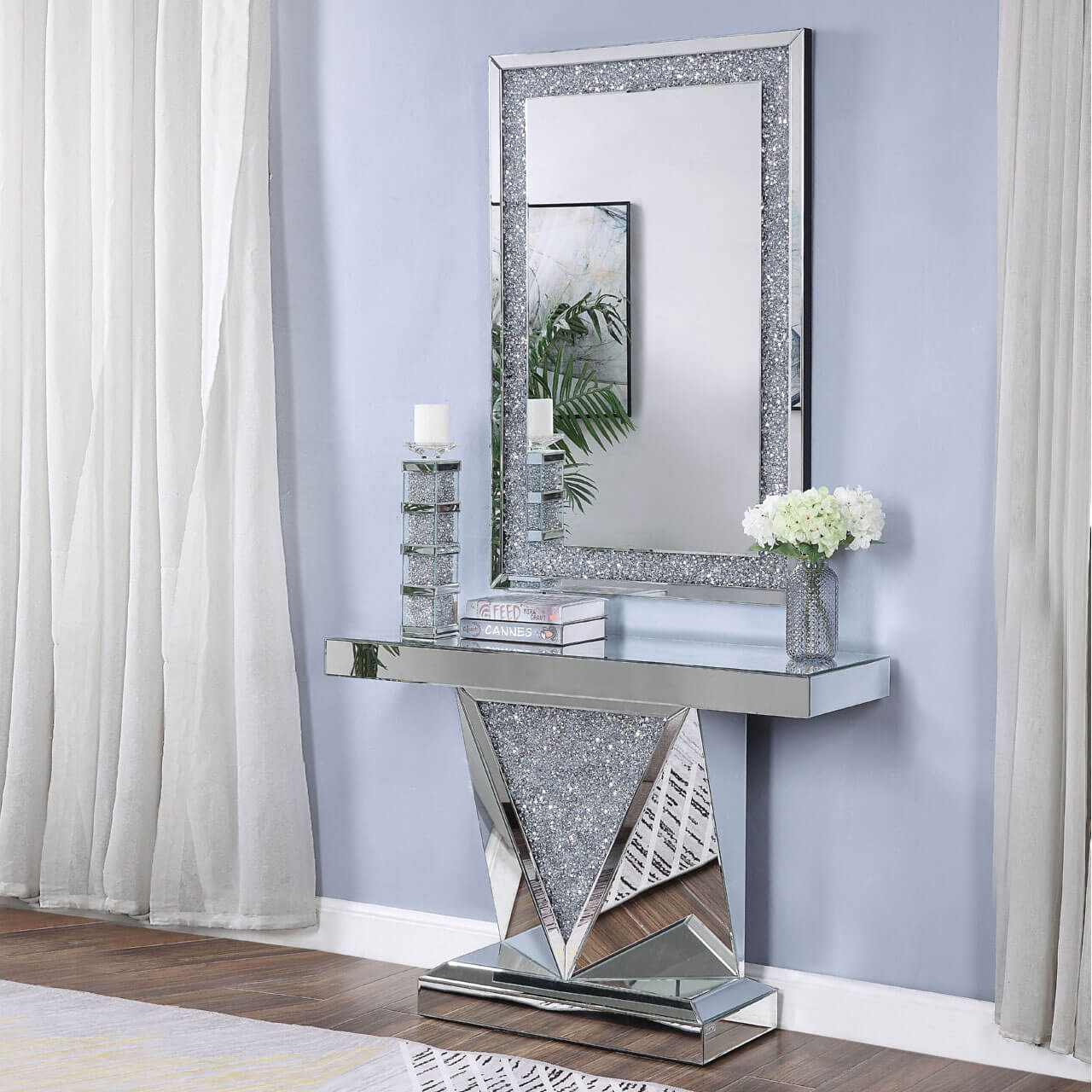 Noralie 97573 Mirrored/Faux Diamonds Wall Mirror