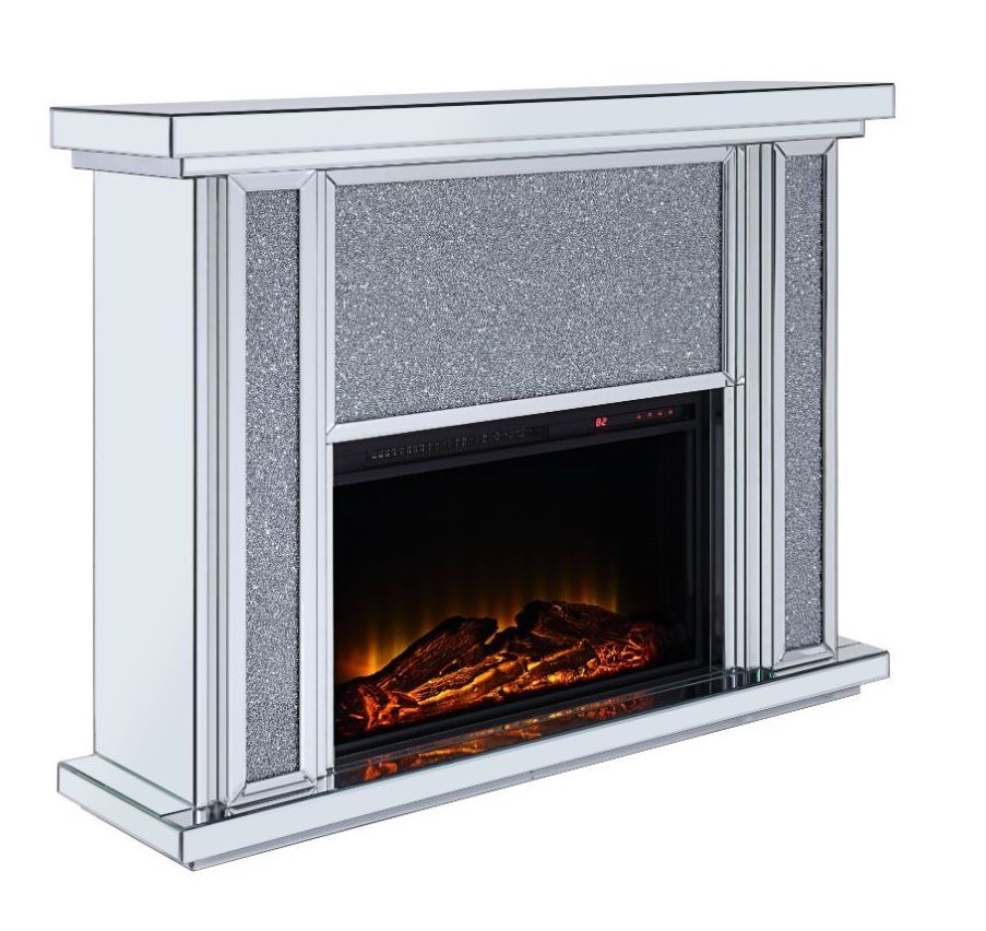 Nowles 90457 Mirror/Faux Diamonds LED Fireplace w/ Adjustable Temperature & Timer