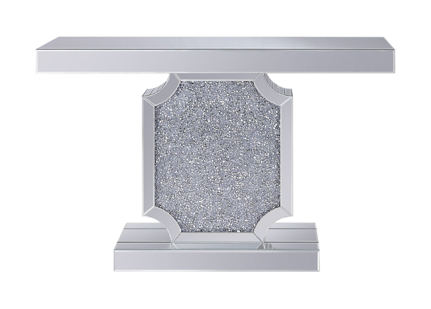 Noralie 90475 Mirrored/Faux Diamonds Console Table