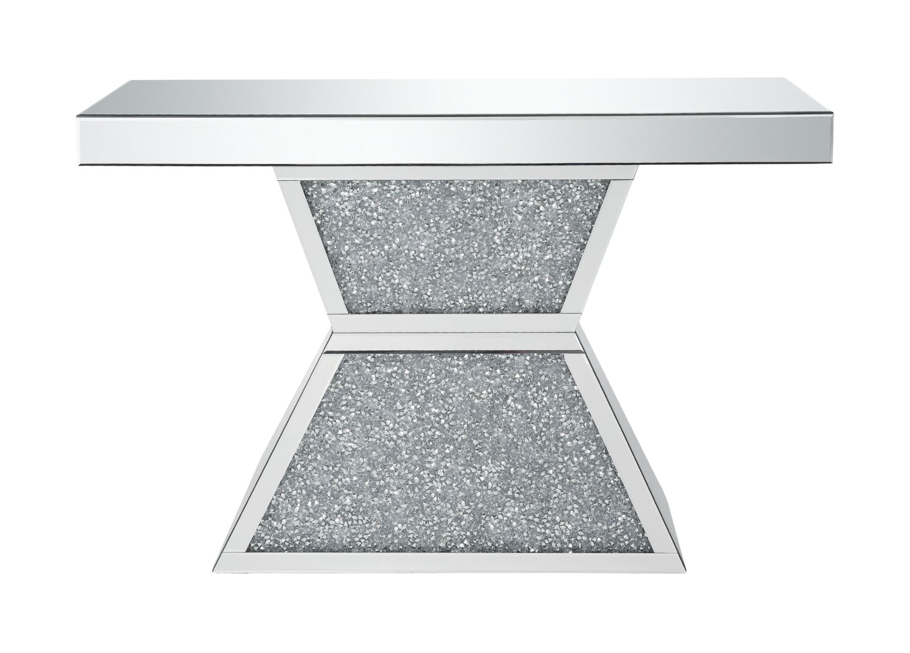 Noralie 90497 Mirrored/Faux Diamonds Console Table