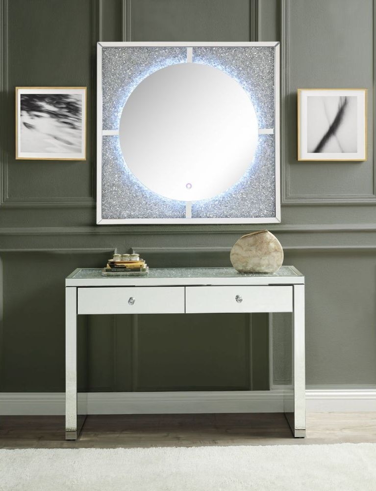 Nowles 97592 Mirrored/Faux Crystals Wall Mirror w/LED Light