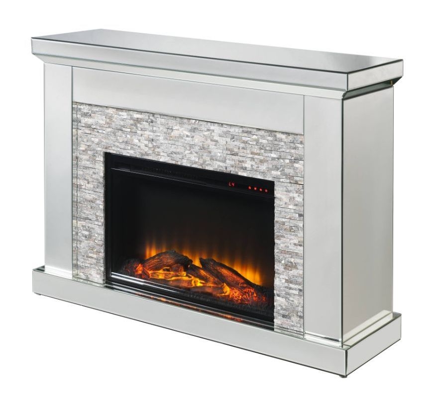 Laksha 90522 Mirror/Stone LED Fireplace w/ Adjustable Temperature & Timer