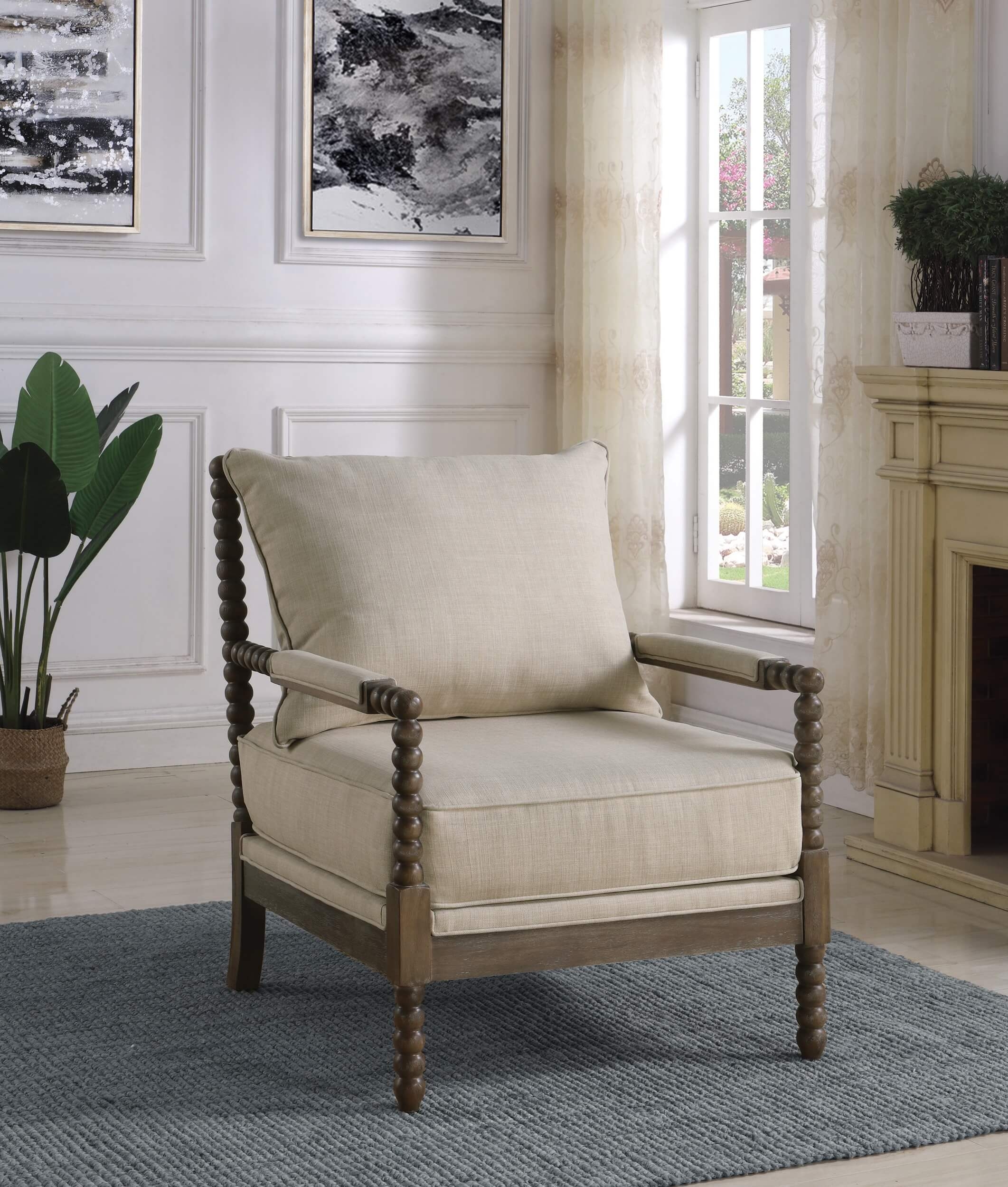 Blanchett Fabric Accent Chair with Spindle Frame