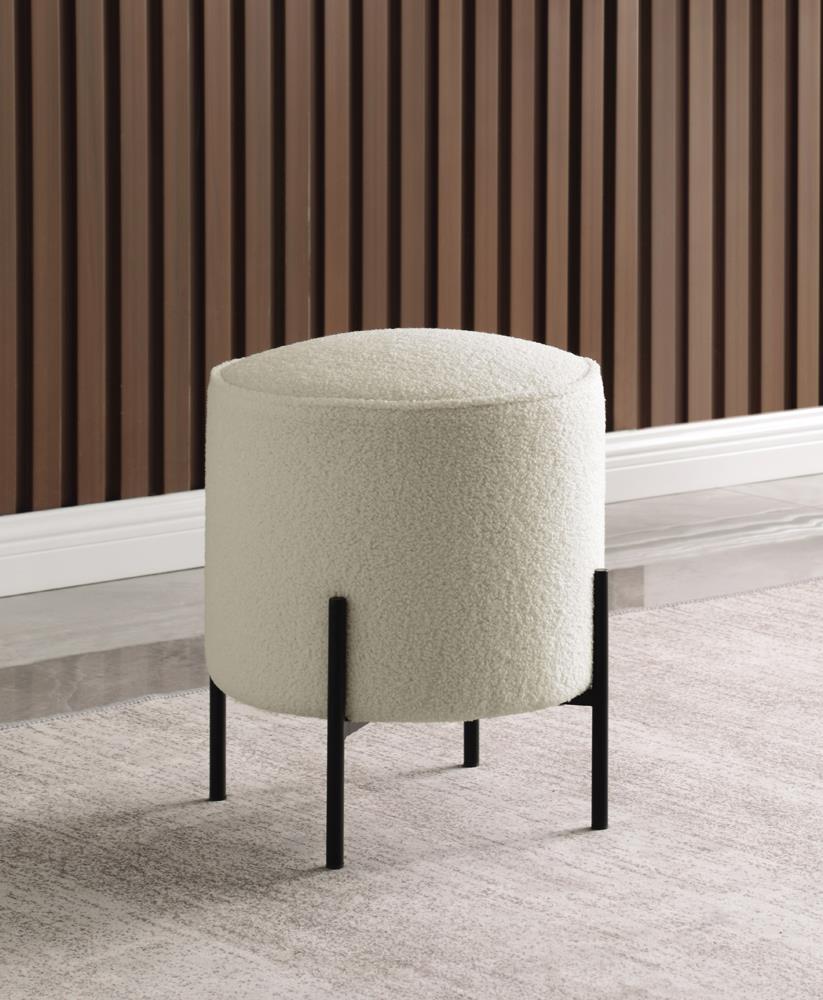 Basye Round Faux Sheep Fur Ottoman
