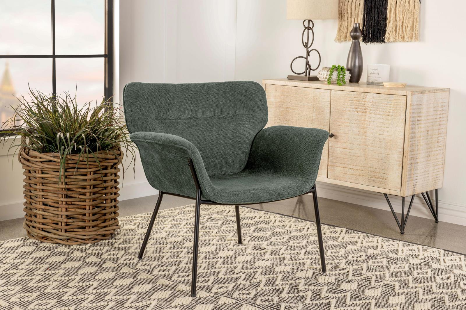 Davina Fabric Flared Arms Accent Chair