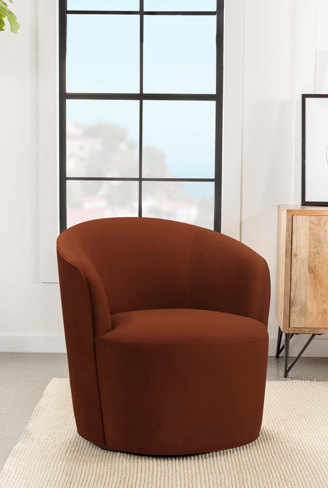 Joyce Velvet Sloped Arms Swivel Chair