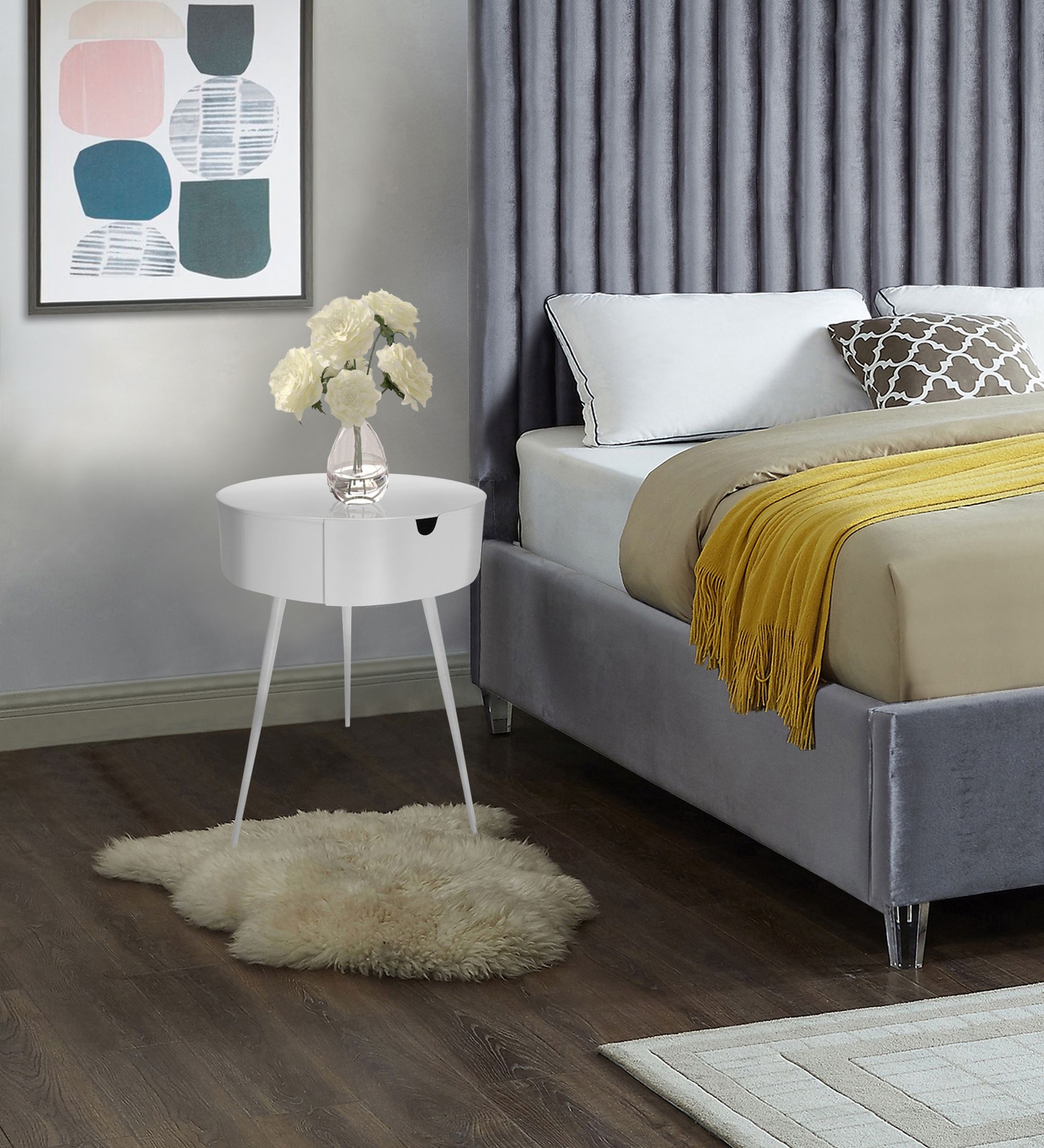 Bali 1-Drawer Metal Side Table/Nightstand
