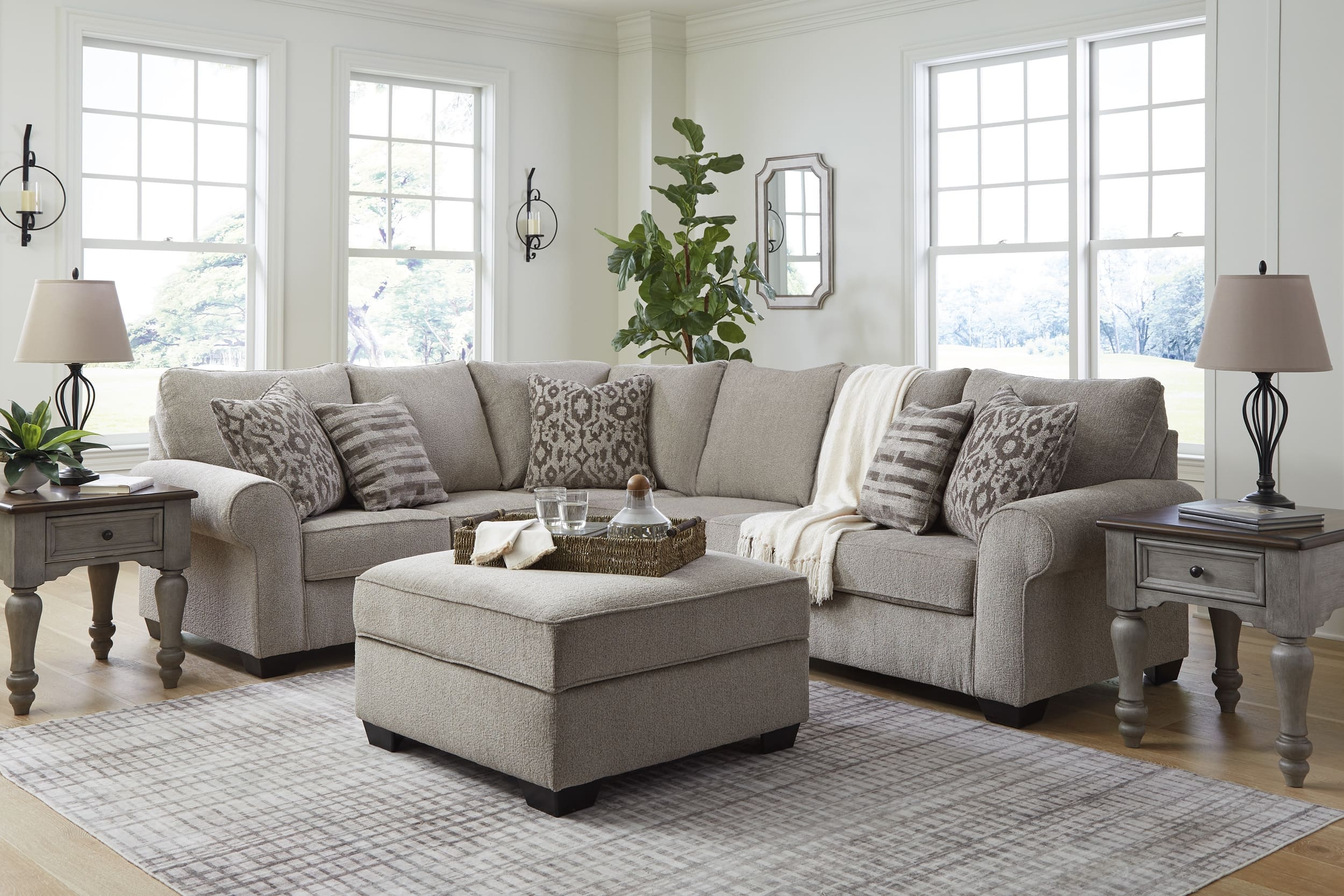 Claireah 3-Piece Polyester L-Shaped Sectional Sofa