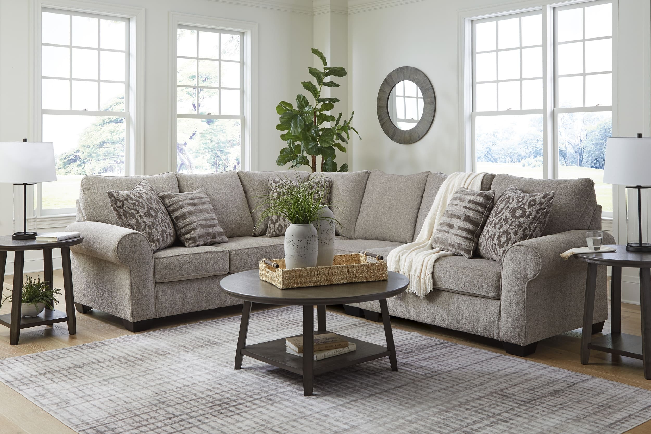Claireah 3-Piece Polyester L-Shaped Sectional Sofa