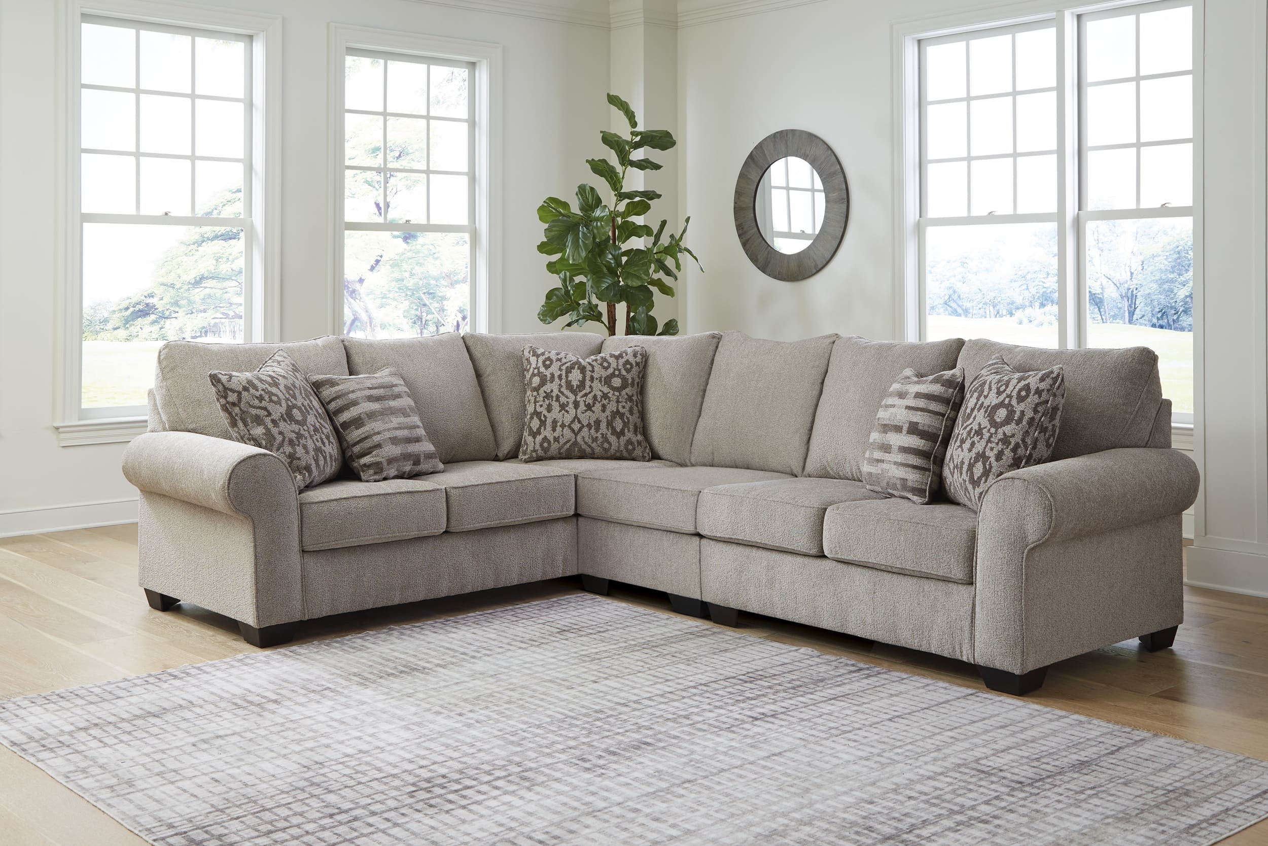 Claireah 3-Piece Polyester L-Shaped Sectional Sofa