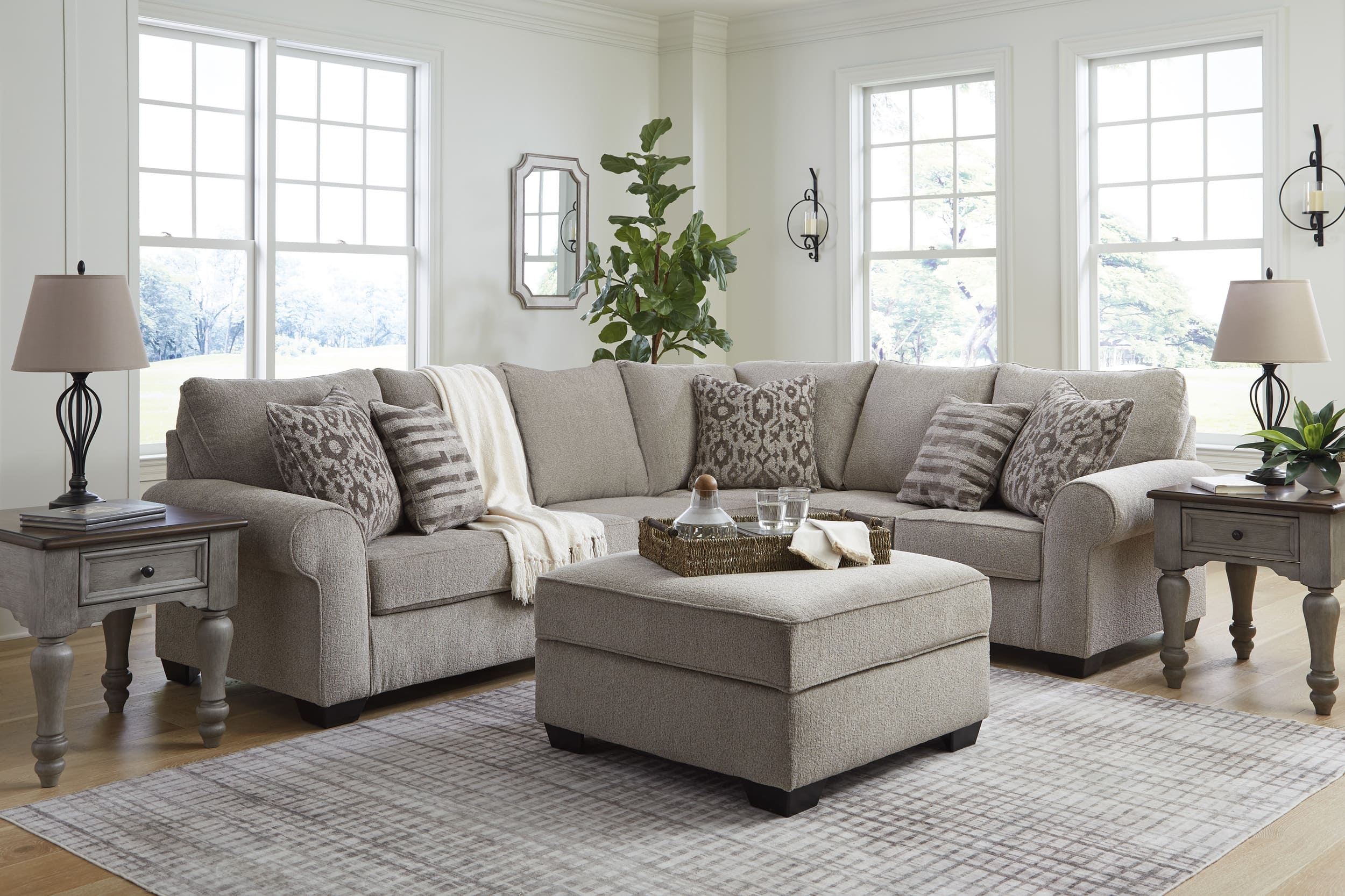 Claireah 3-Piece Polyester L-Shaped Sectional Sofa