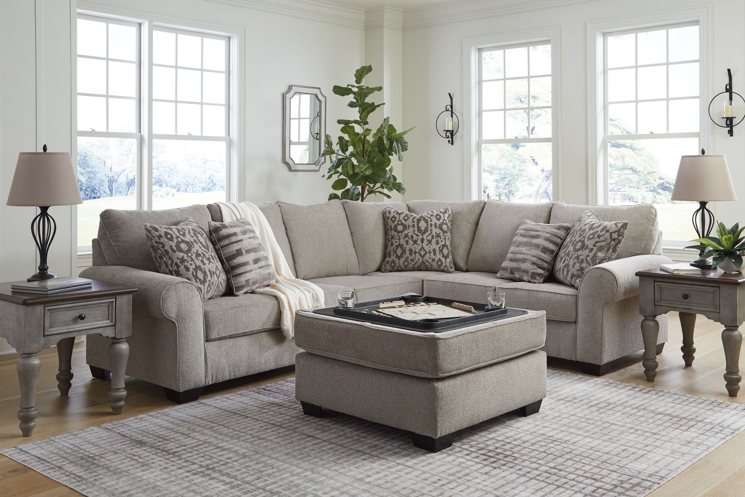 Claireah 3-Piece Polyester L-Shaped Sectional Sofa