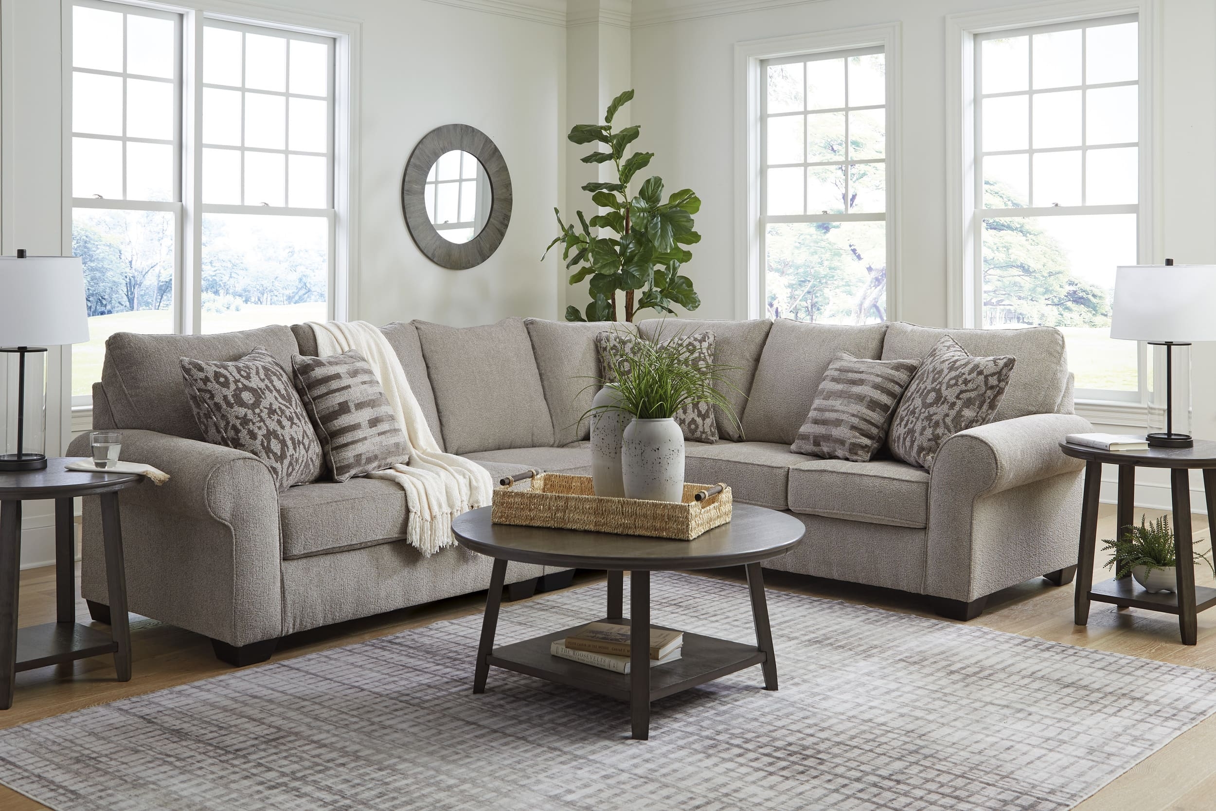 Claireah 3-Piece Polyester L-Shaped Sectional Sofa