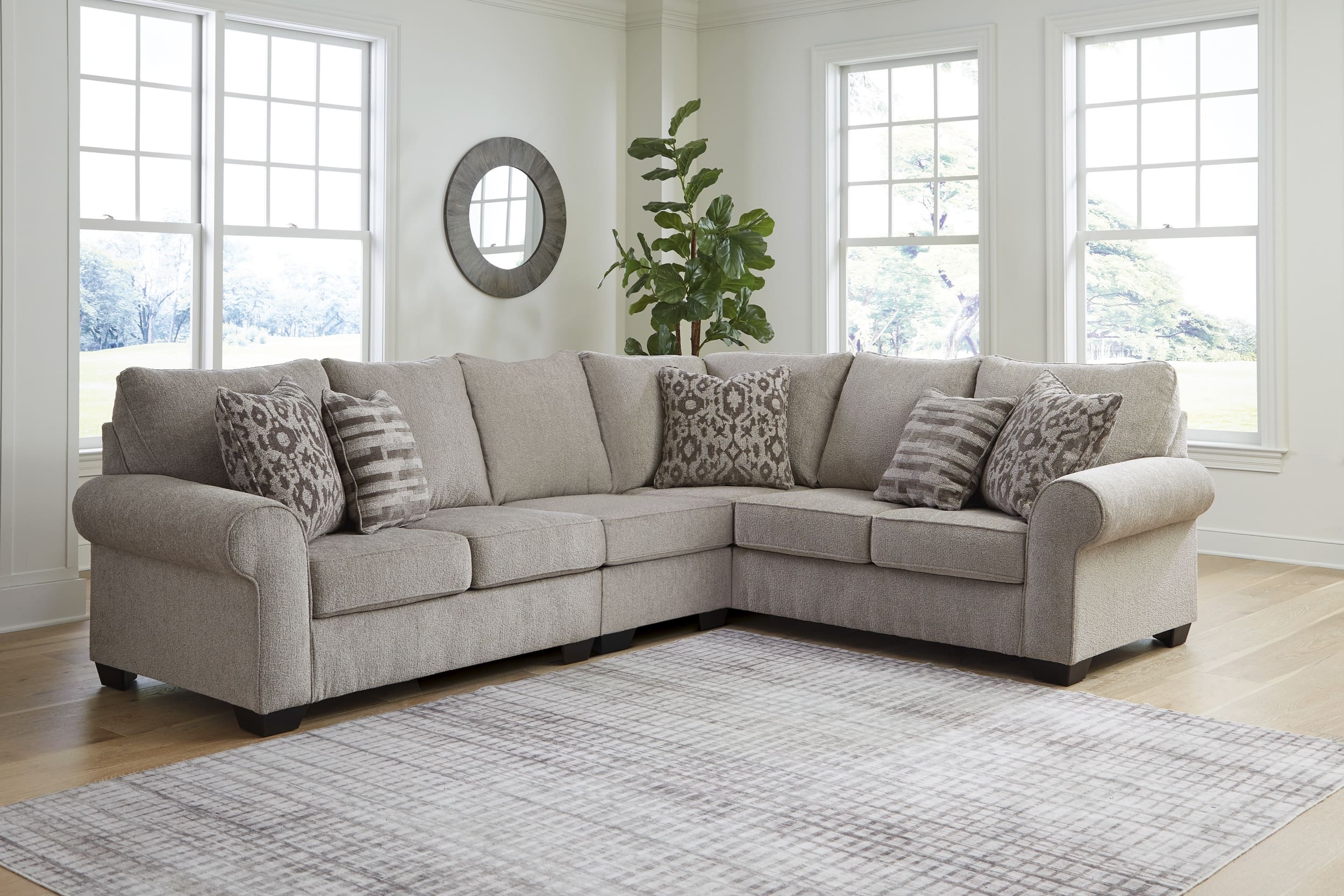Claireah 3-Piece Polyester L-Shaped Sectional Sofa