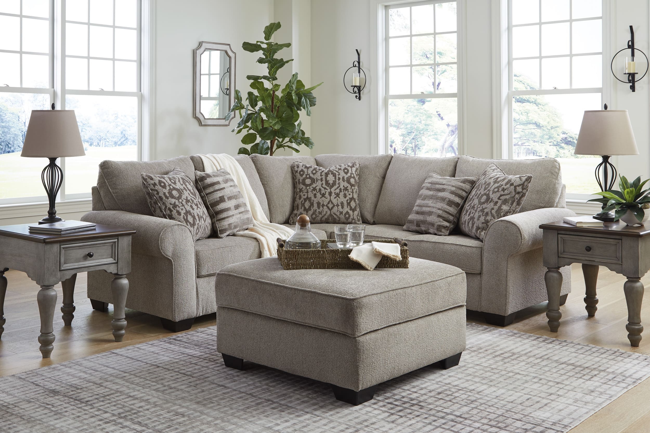 Claireah 2-Piece Polyester L-Shaped Sectional Sofa