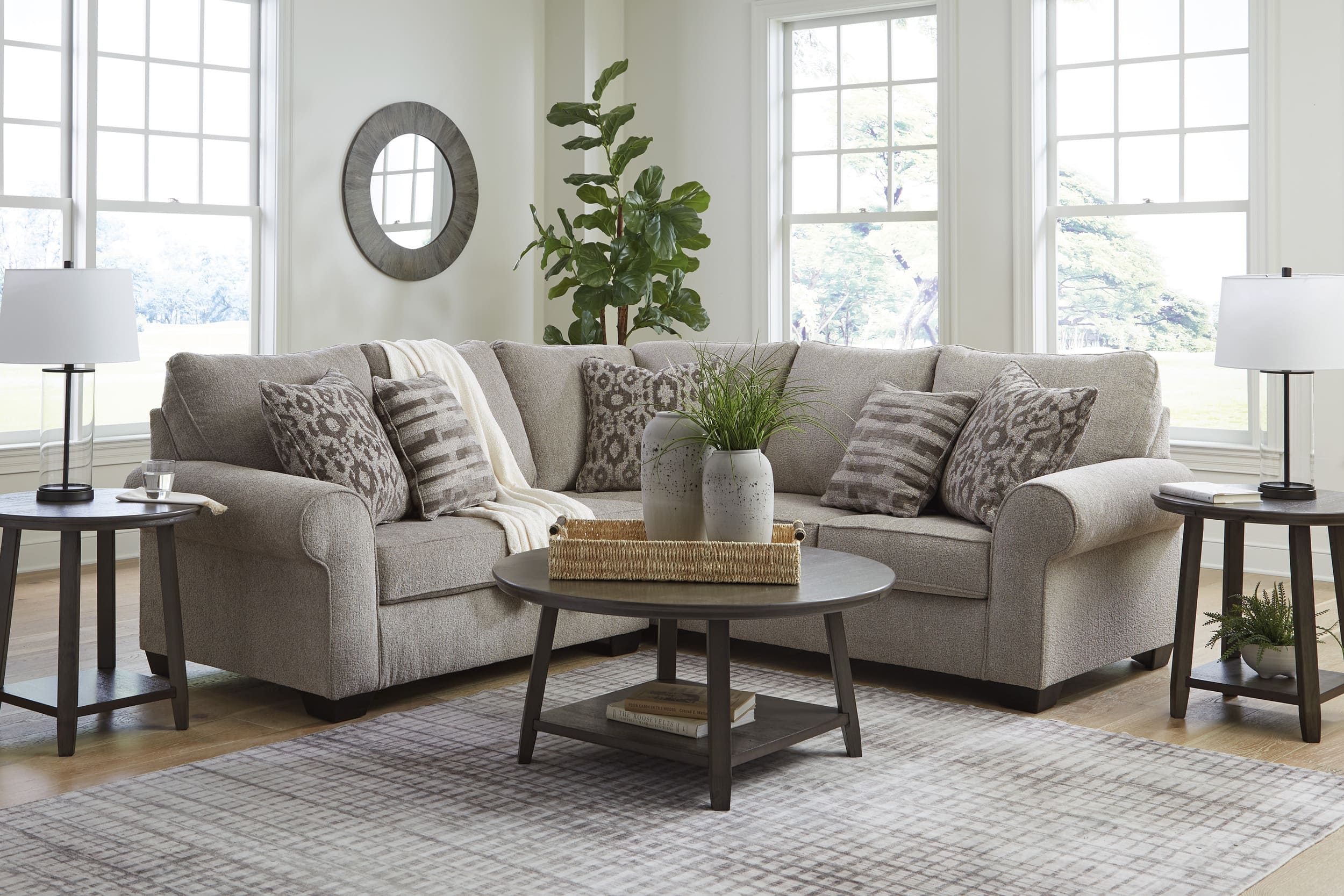 Claireah 2-Piece Polyester L-Shaped Sectional Sofa