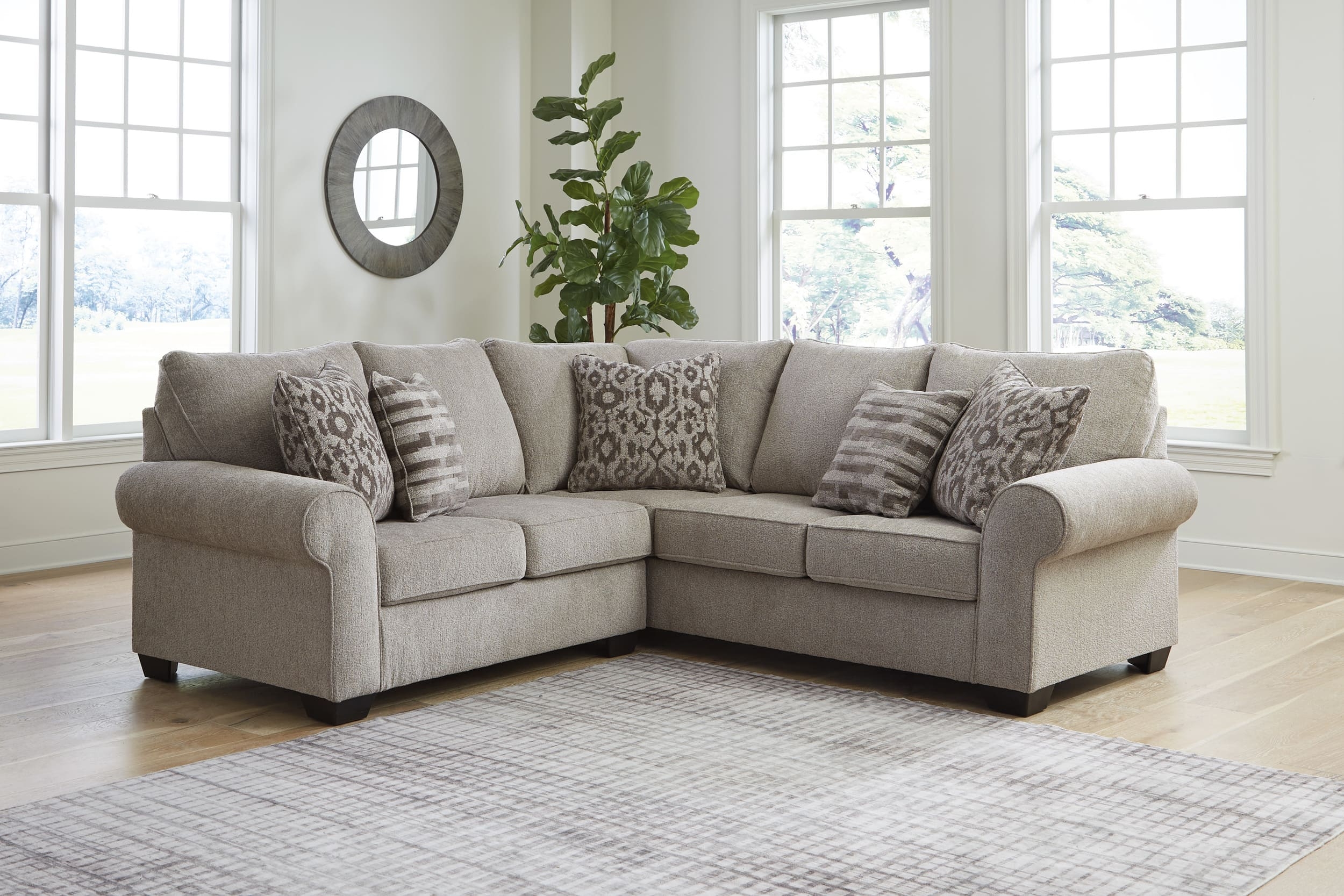 Claireah 2-Piece Polyester L-Shaped Sectional Sofa