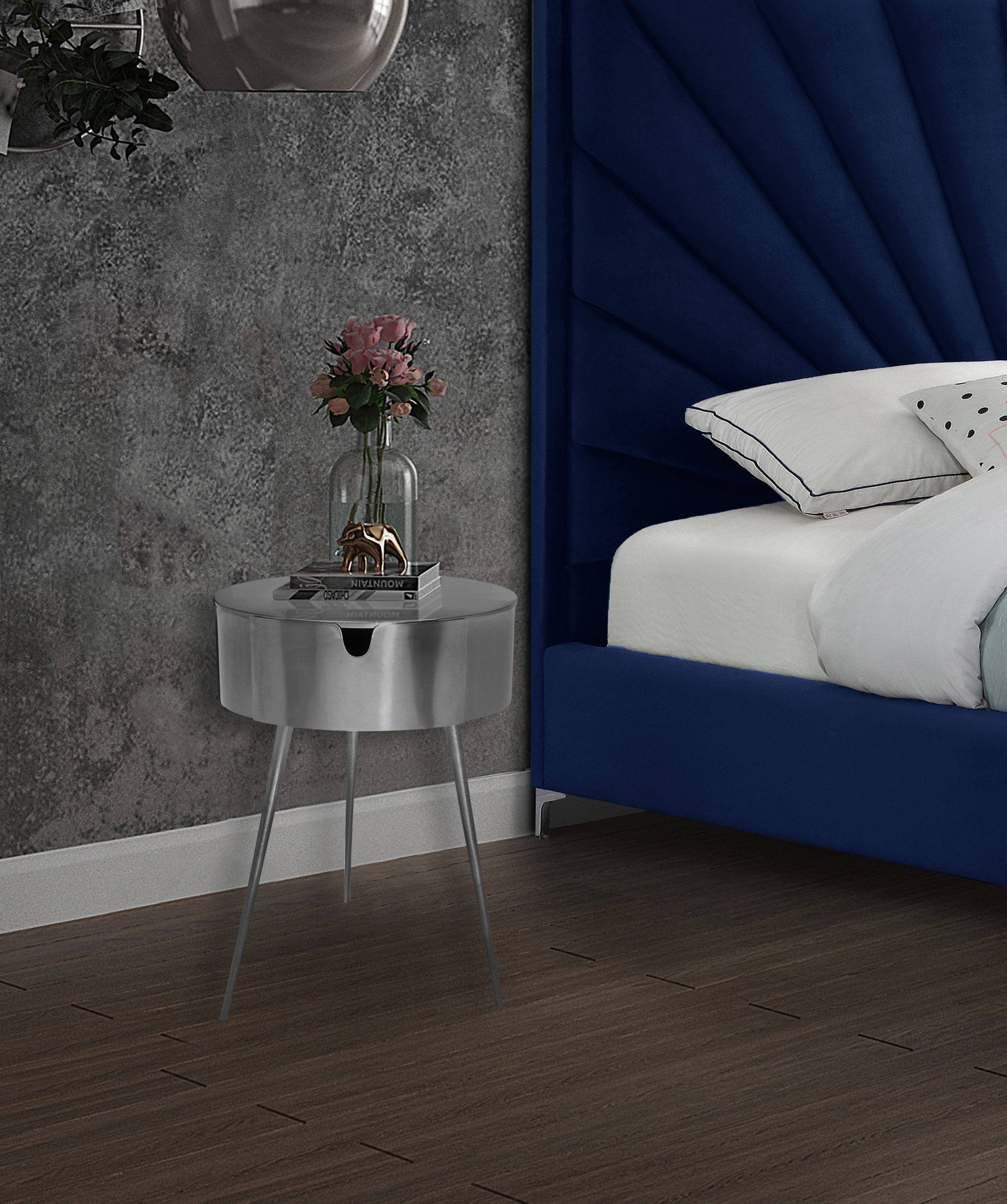 Bali 1-Drawer Metal Side Table/Nightstand
