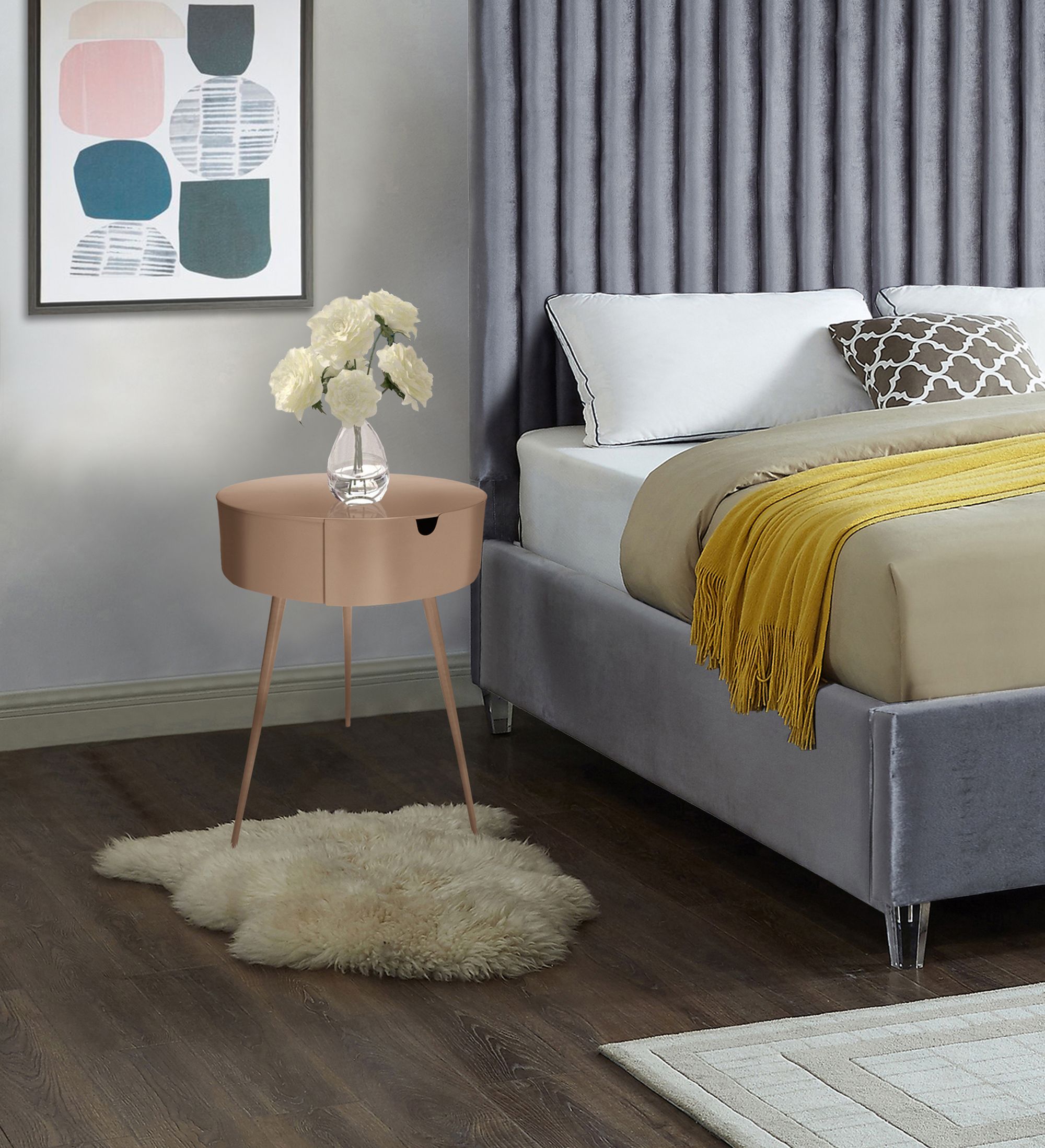 Bali 1-Drawer Metal Side Table/Nightstand