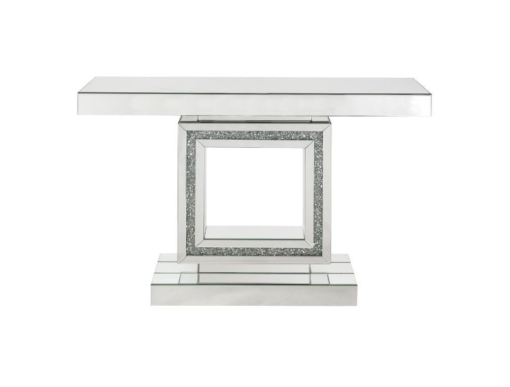 Noralie 90620 Mirrored/Faux Diamonds Console Table