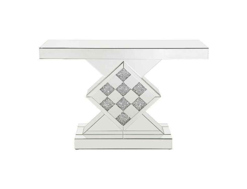 Noralie 90622 Mirrored/Faux Diamonds Console Table