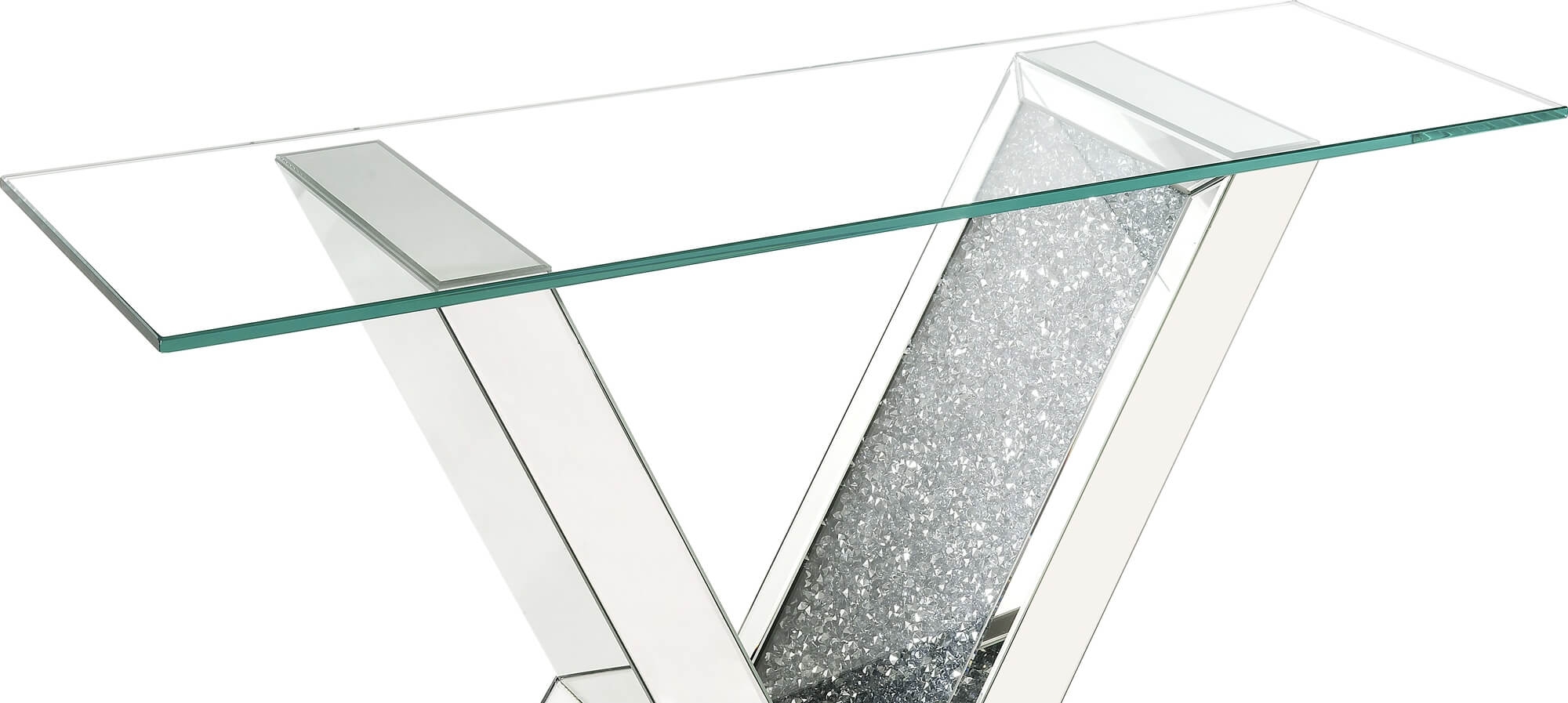 Noralie 90670 Mirrored/Faux Diamonds Console Table