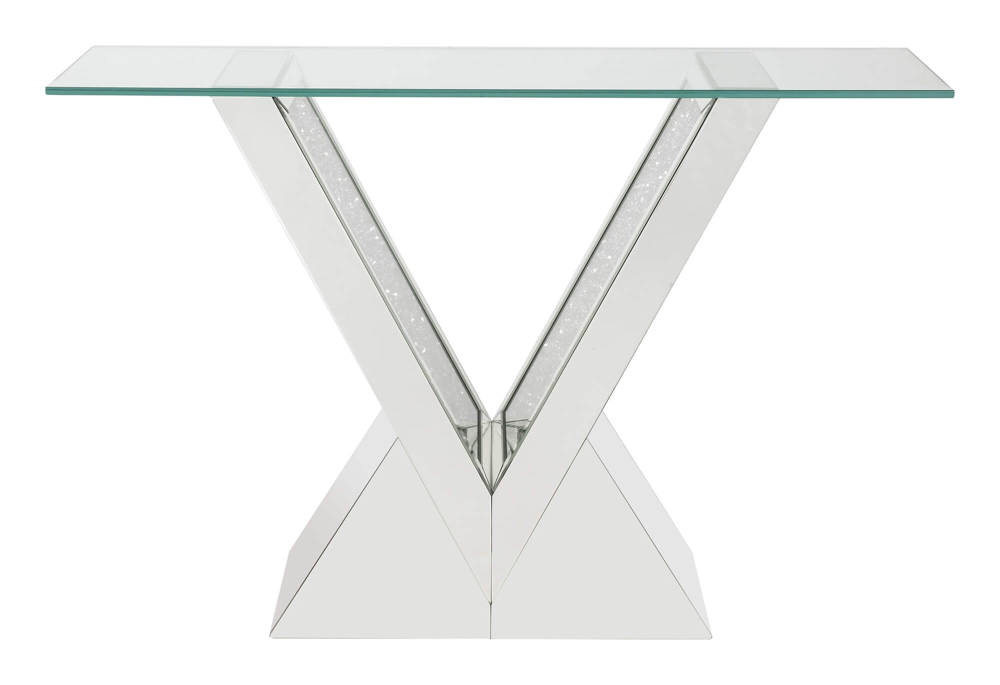 Noralie 90670 Mirrored/Faux Diamonds Console Table