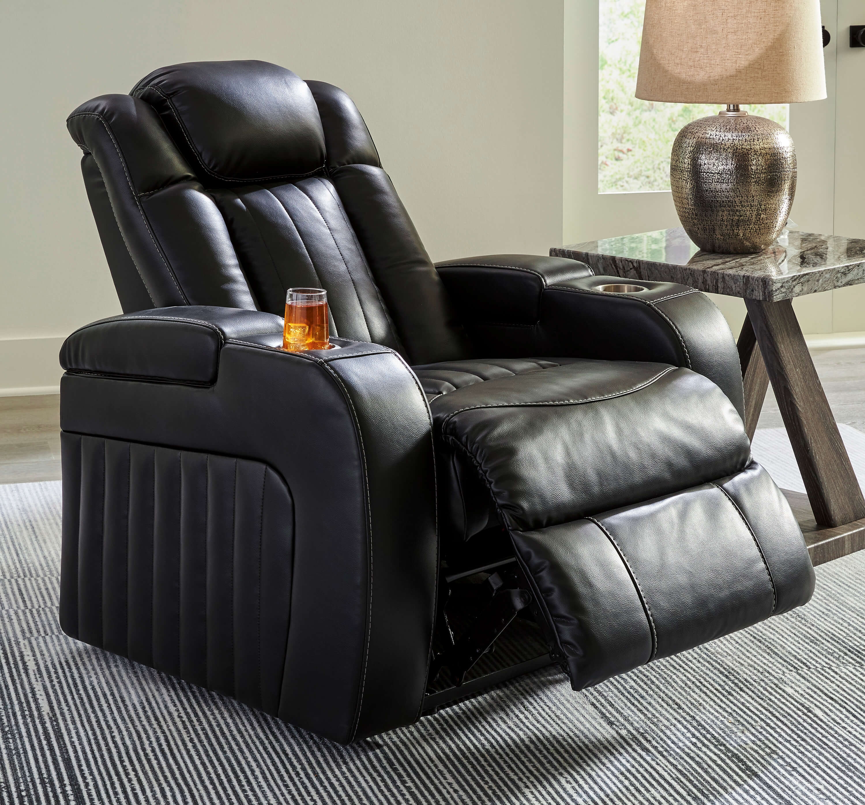 Ashley Caveman Den Polyester Reclining Living Room Set, Midnight