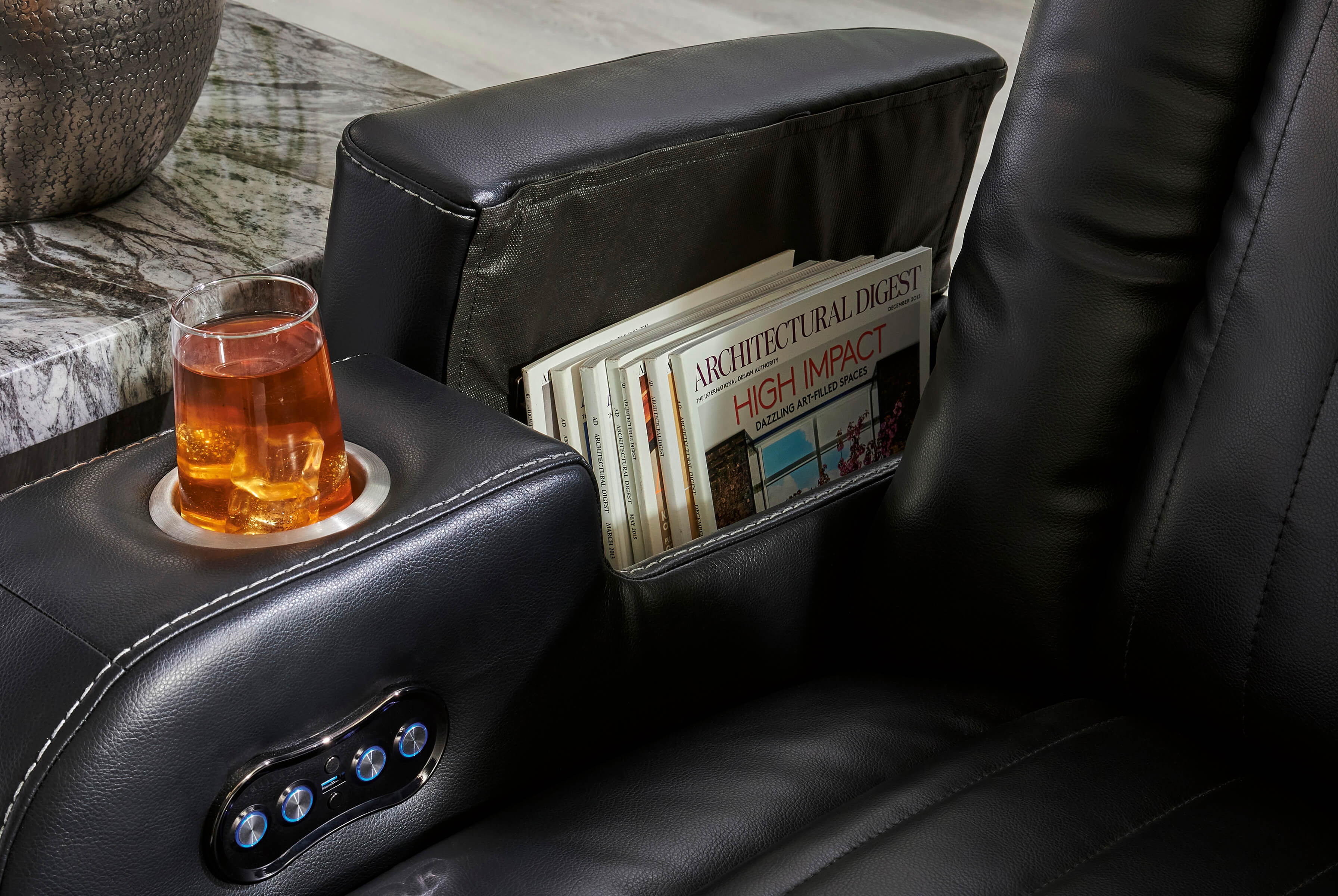 Ashley Caveman Den Power Reclining Sofa console