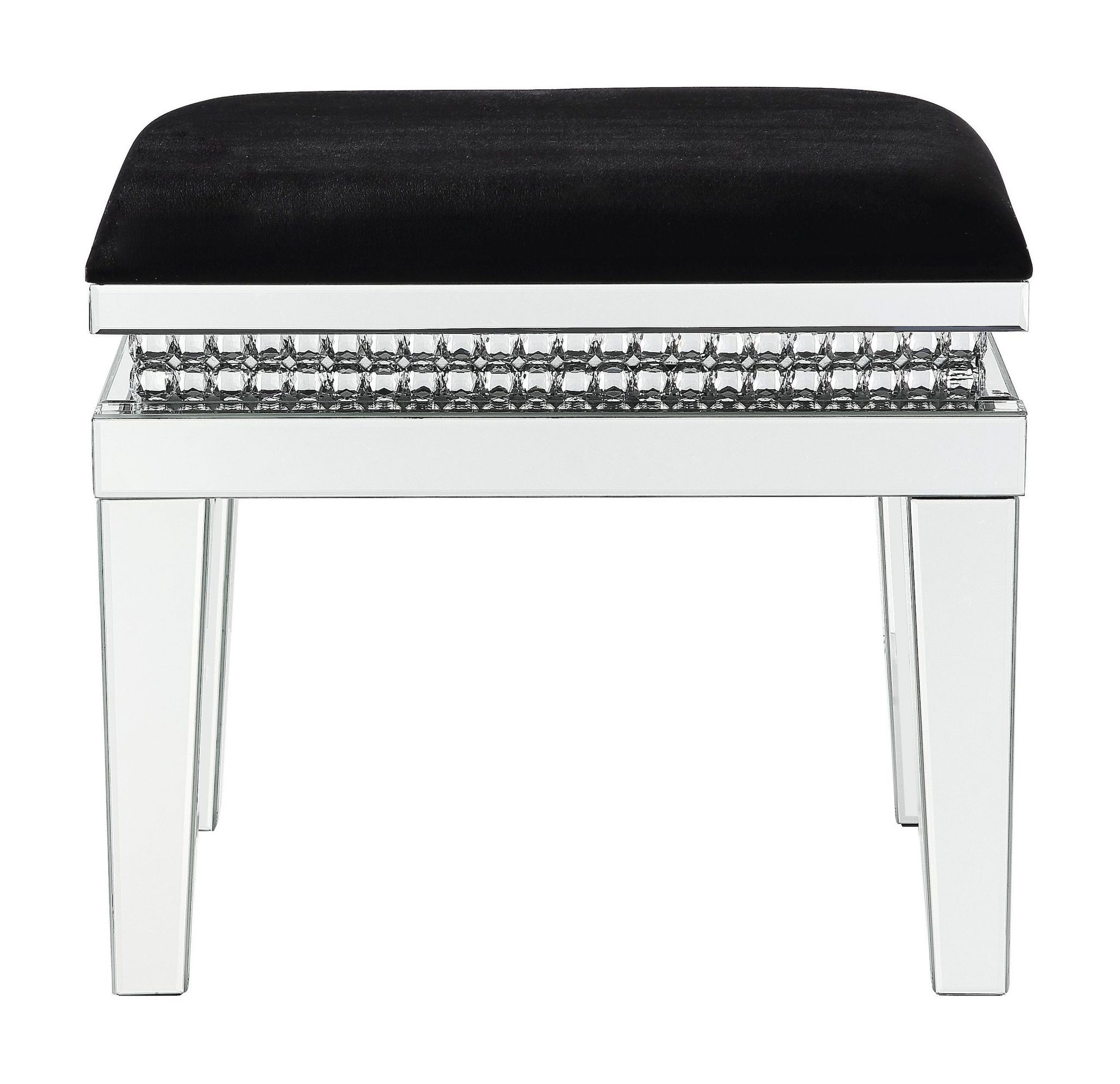 Lotus 90808 Velvet/Mirrored/Faux Crystals Vanity Stool