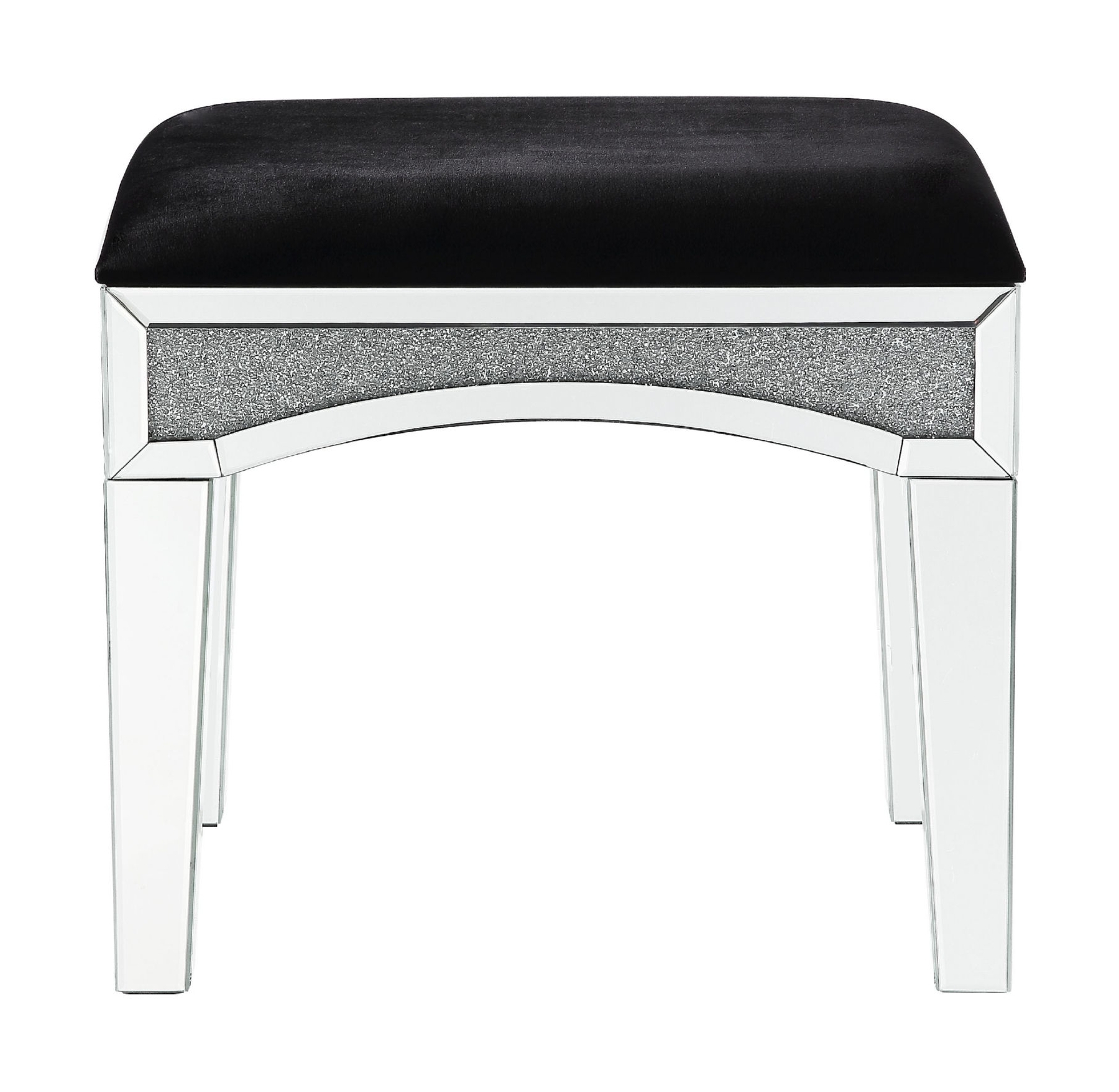 Noralie 90818 Velvet/Mirrored/Faux Diamonds Vanity Stool