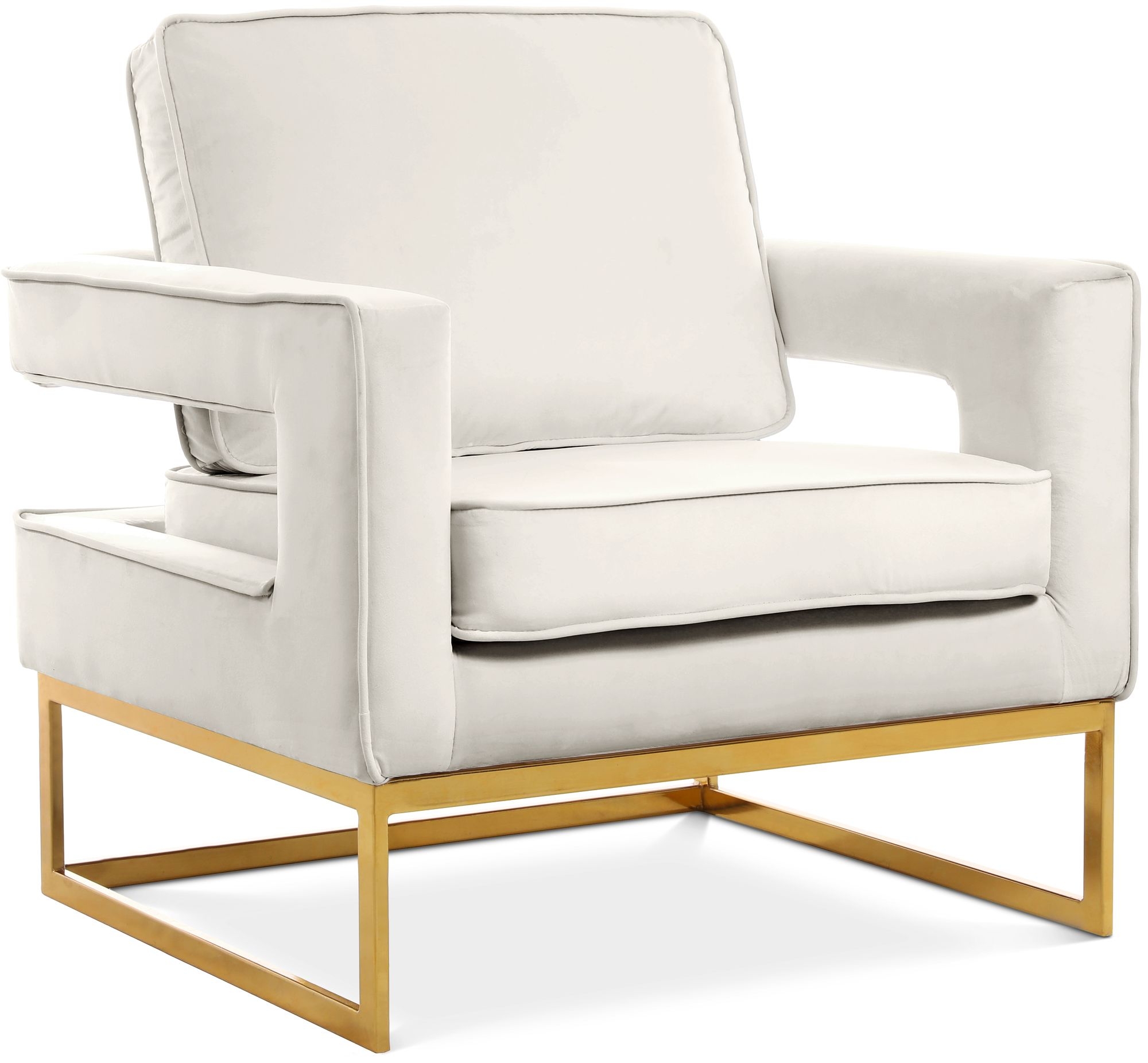 Noah Velvet Accent Chair with Gold Stainless Steel Base