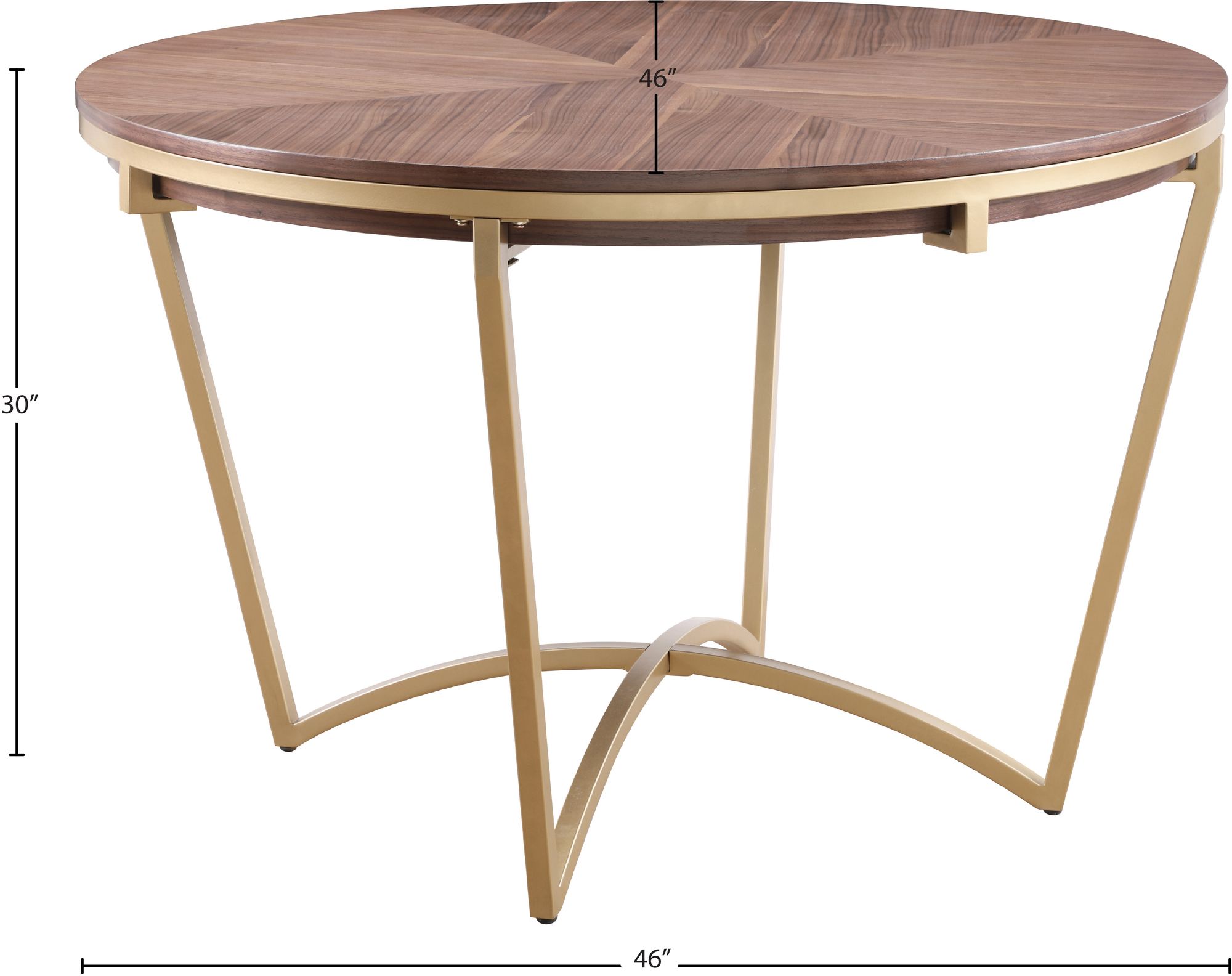 Eleanor 46" Round Wood Veneer Dining Table with Brushed Gold Base