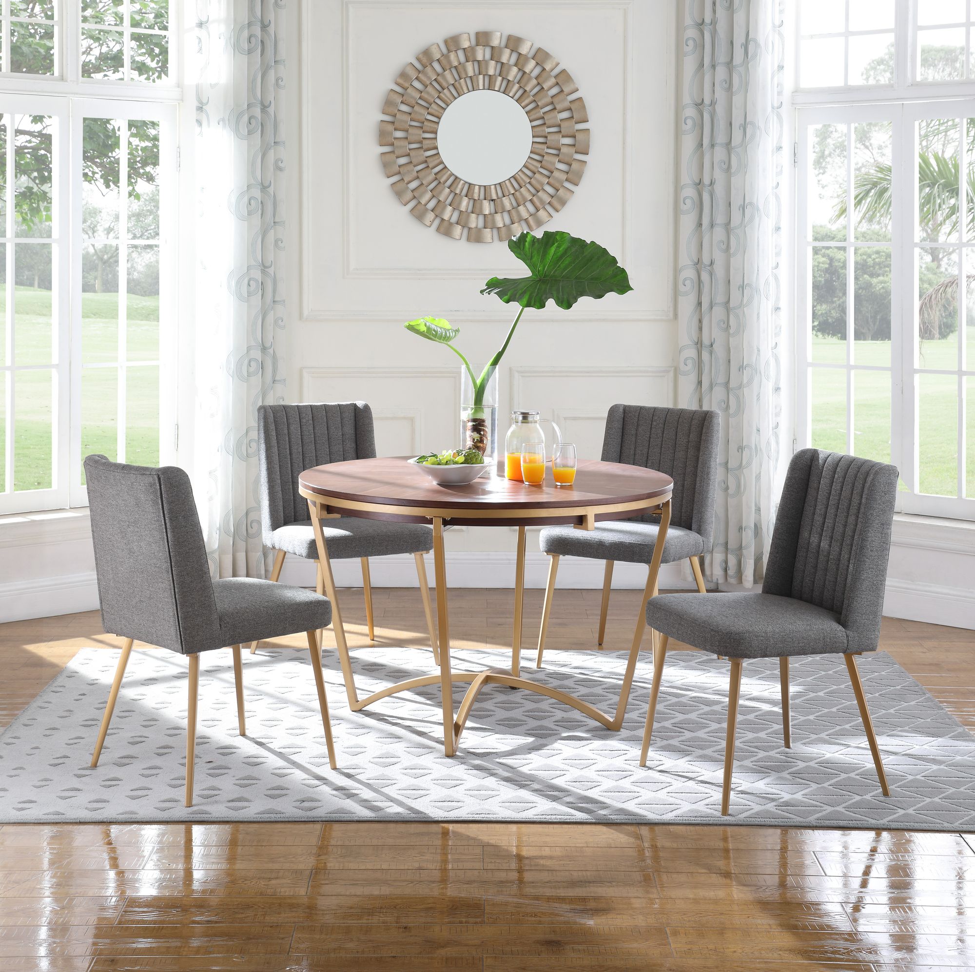 Eleanor Linen Dining Chair with Brushed Gold Legs