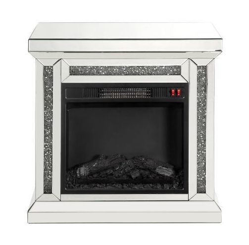 Noralie 90862 Mirror/Faux Diamonds LED Fireplace w/ Remote Control & Timer