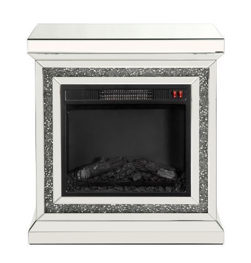 Noralie 90868 Mirror/Faux Diamonds LED Fireplace w/ Remote Control & Timer