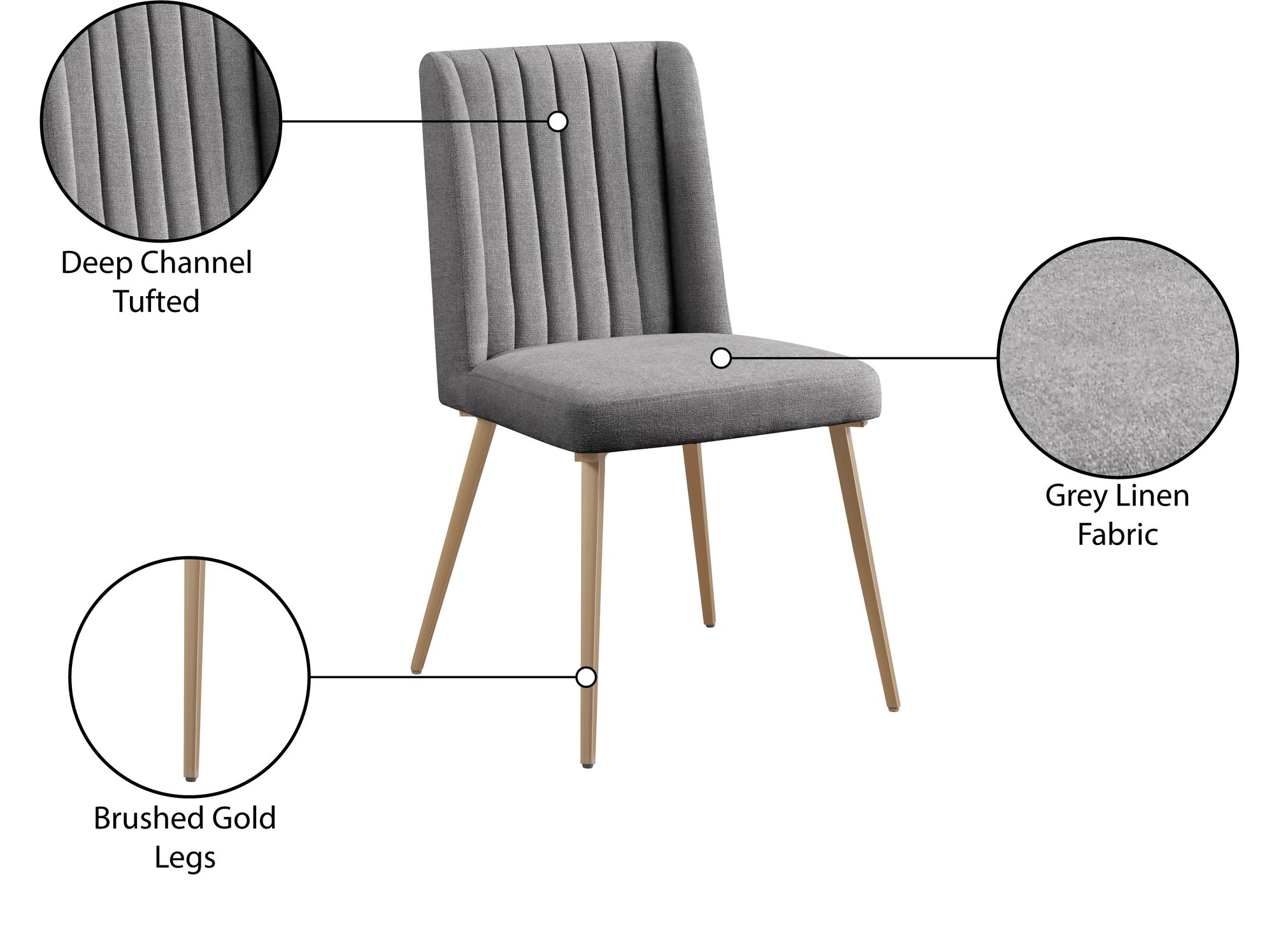 Eleanor Linen Dining Chair with Brushed Gold Legs
