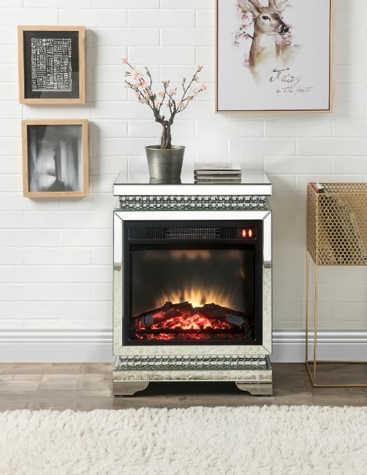 Lotus 90870 Mirror/Faux Diamonds LED Fireplace w/ Remote Control & Timer