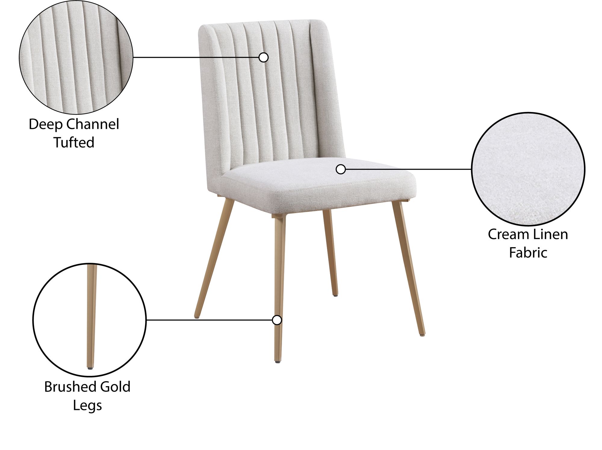 Eleanor Linen Dining Chair with Brushed Gold Legs