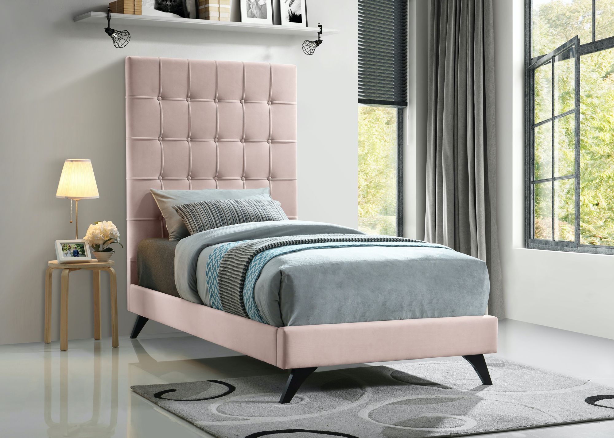 Elly Velvet Twin Size Bed