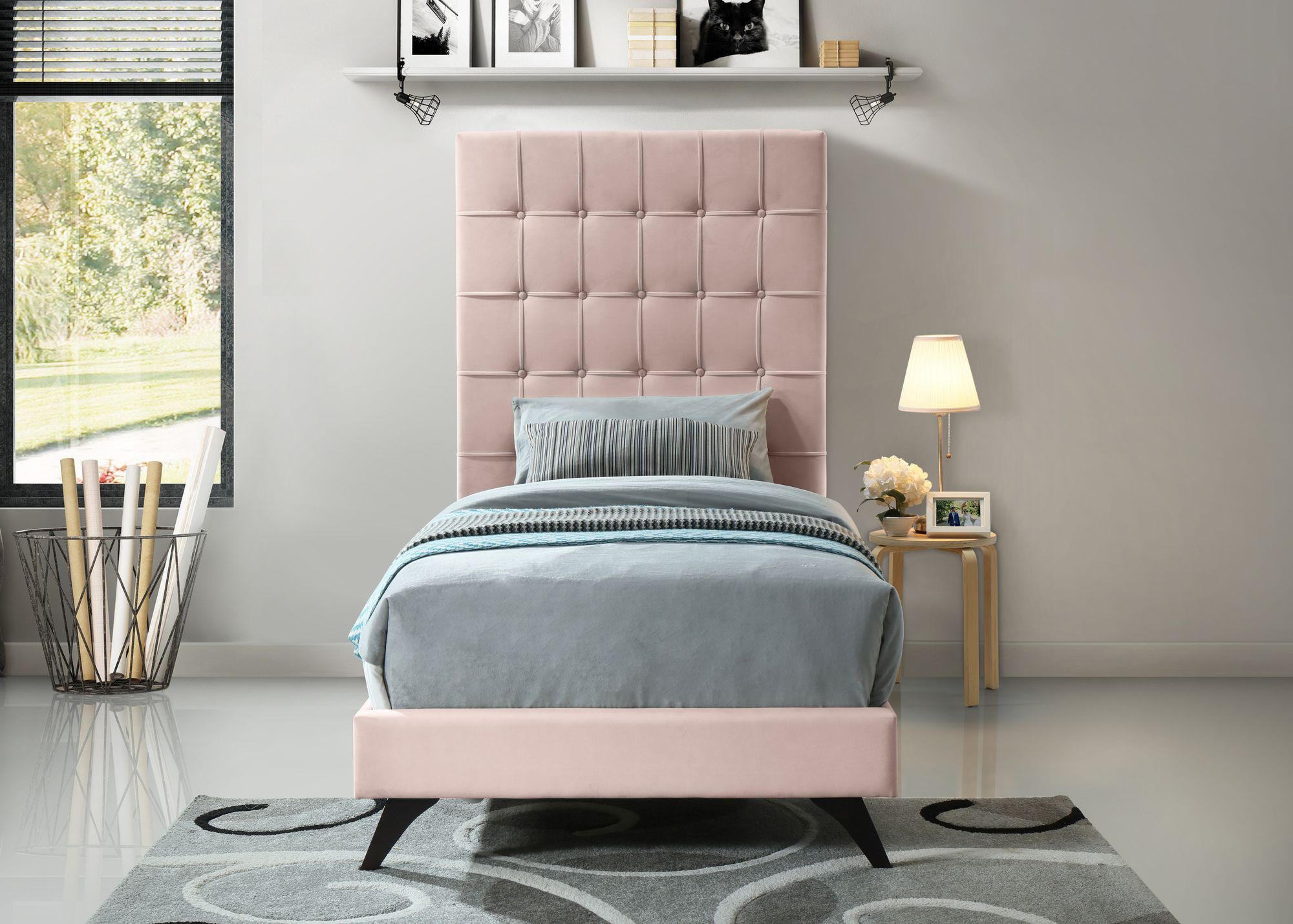 Elly Velvet Twin Size Bed