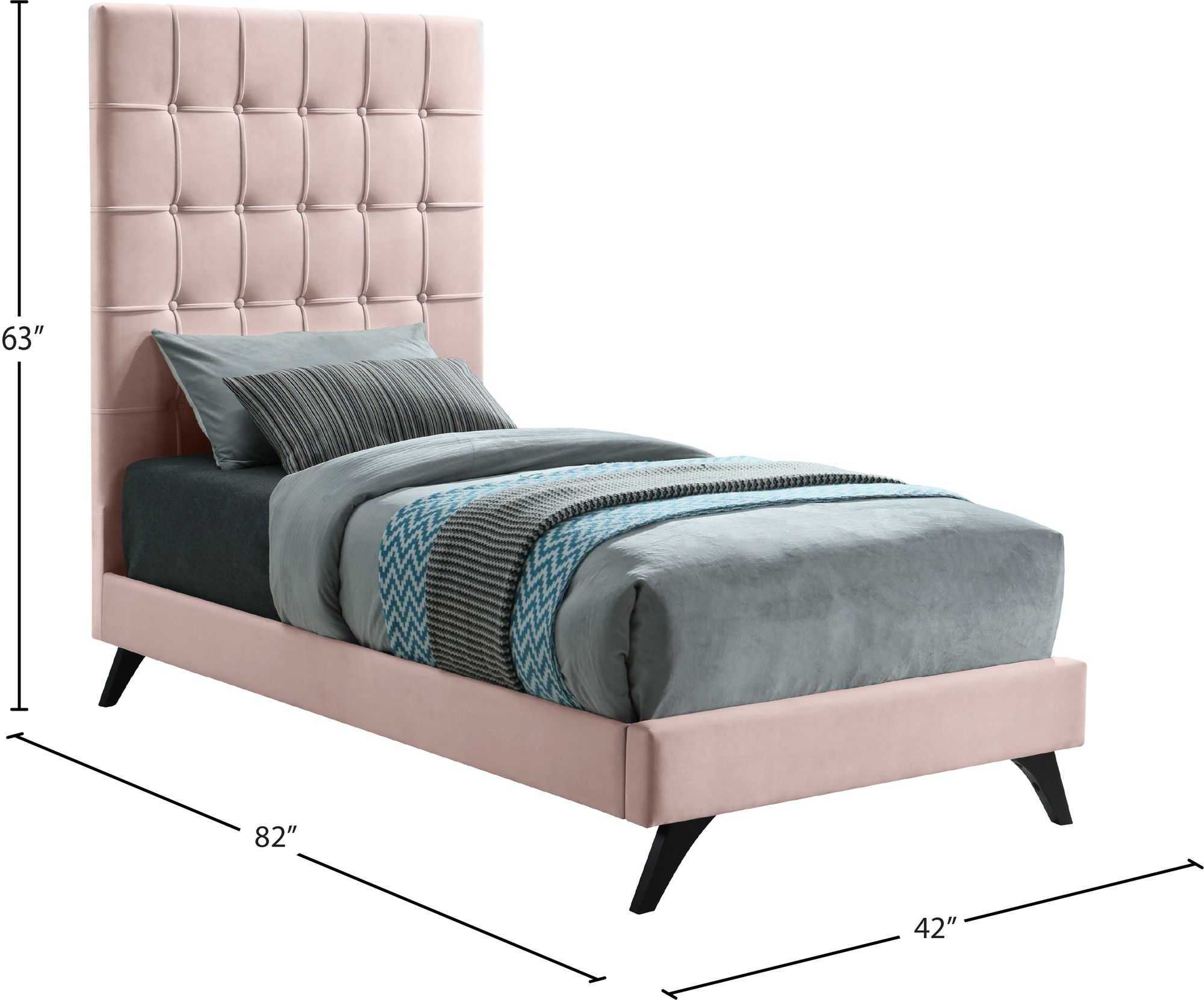 Elly Velvet Twin Size Bed